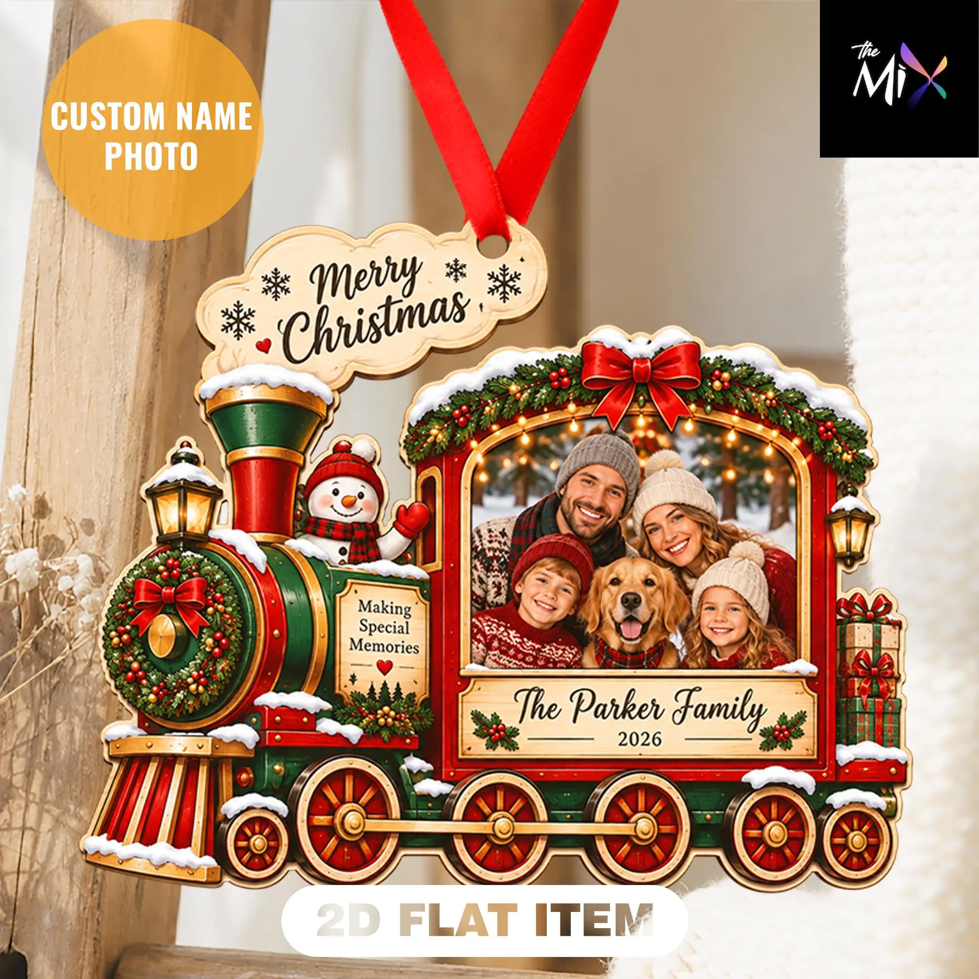 Personalized Family Christmas Ornament, Custom Photo Train Ornament, Family Holiday Keepsake, Christmas Decor, Personalized Gift 2026 - image 4
