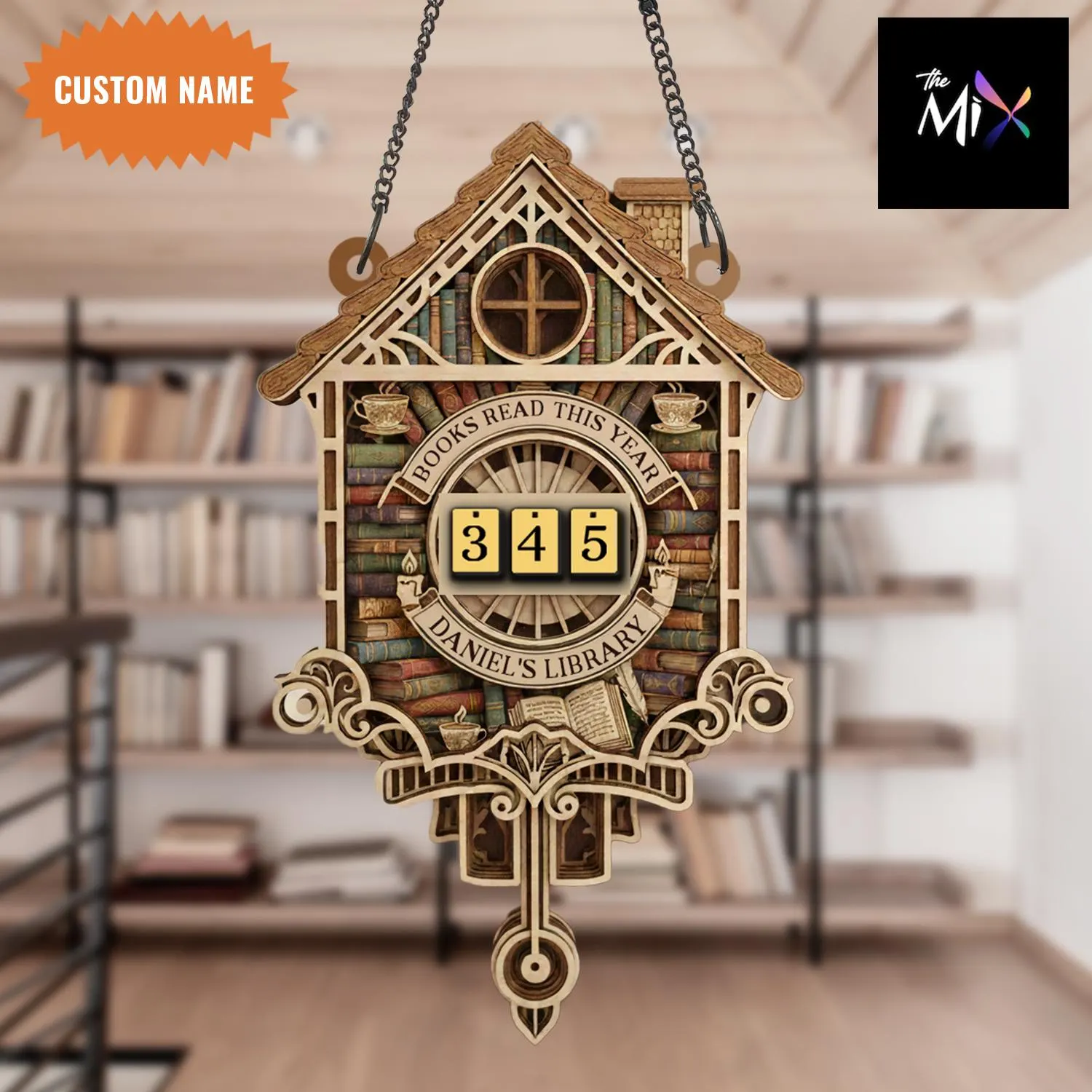 Personalized Wooden Book Tracker Clock, Library Decor - image 3