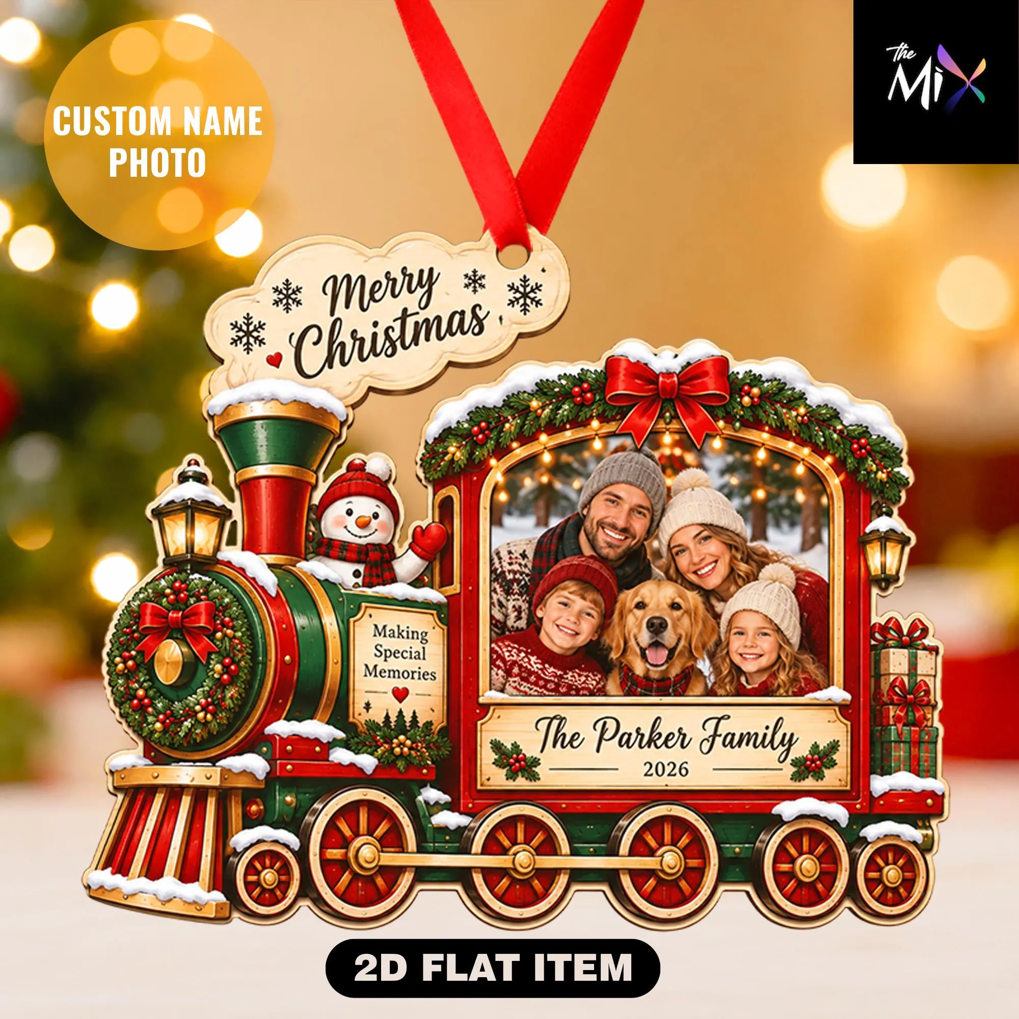 Personalized Family Christmas Ornament, Custom Photo Train Ornament, Family Holiday Keepsake, Christmas Decor, Personalized Gift 2026 - image 3