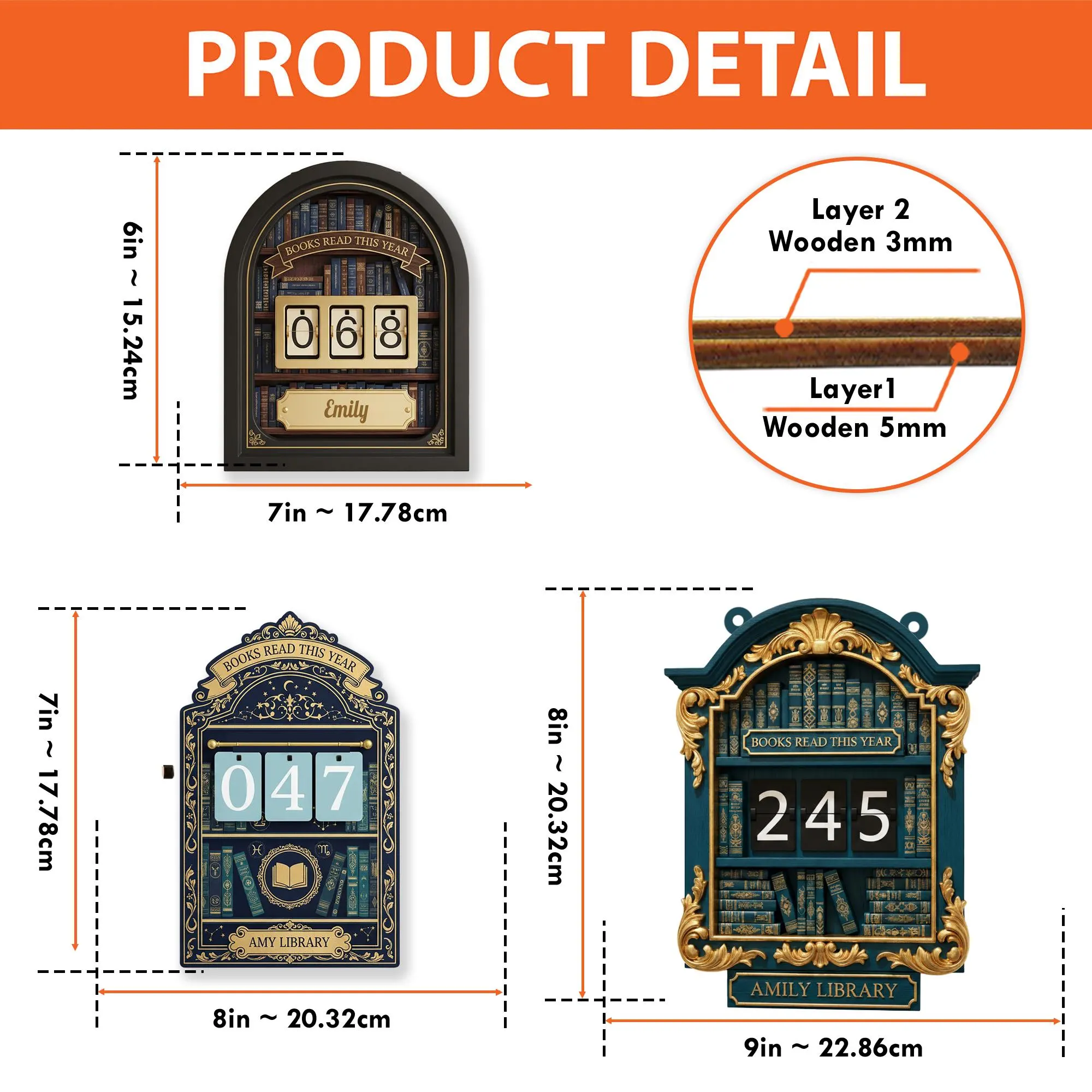 Personalized Wooden Book Tracker Clock, Library Decor - image 5