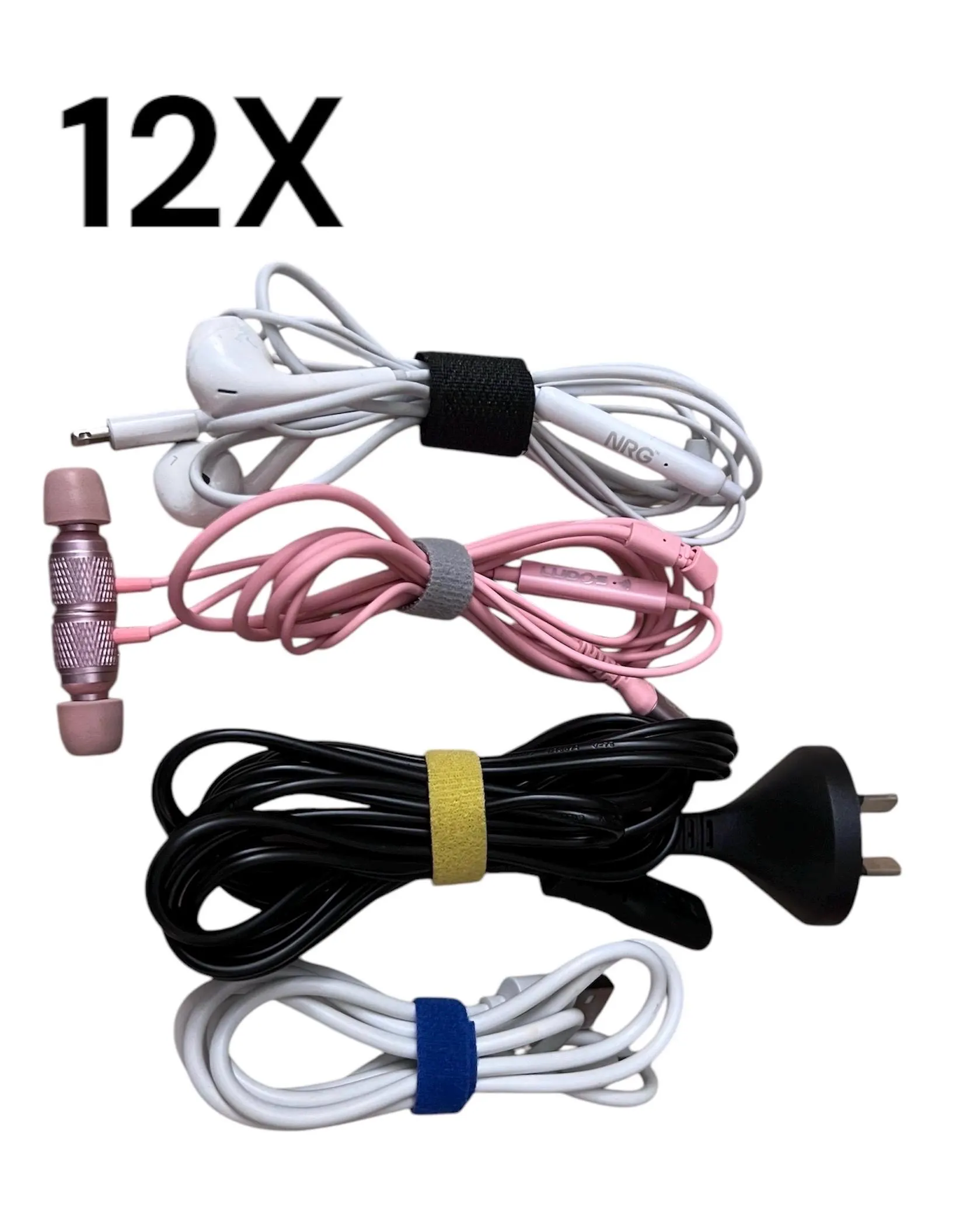 Knotless Earbuds Cable Winder - 12-Pack Portable Tangle-Free Earbud Organizers