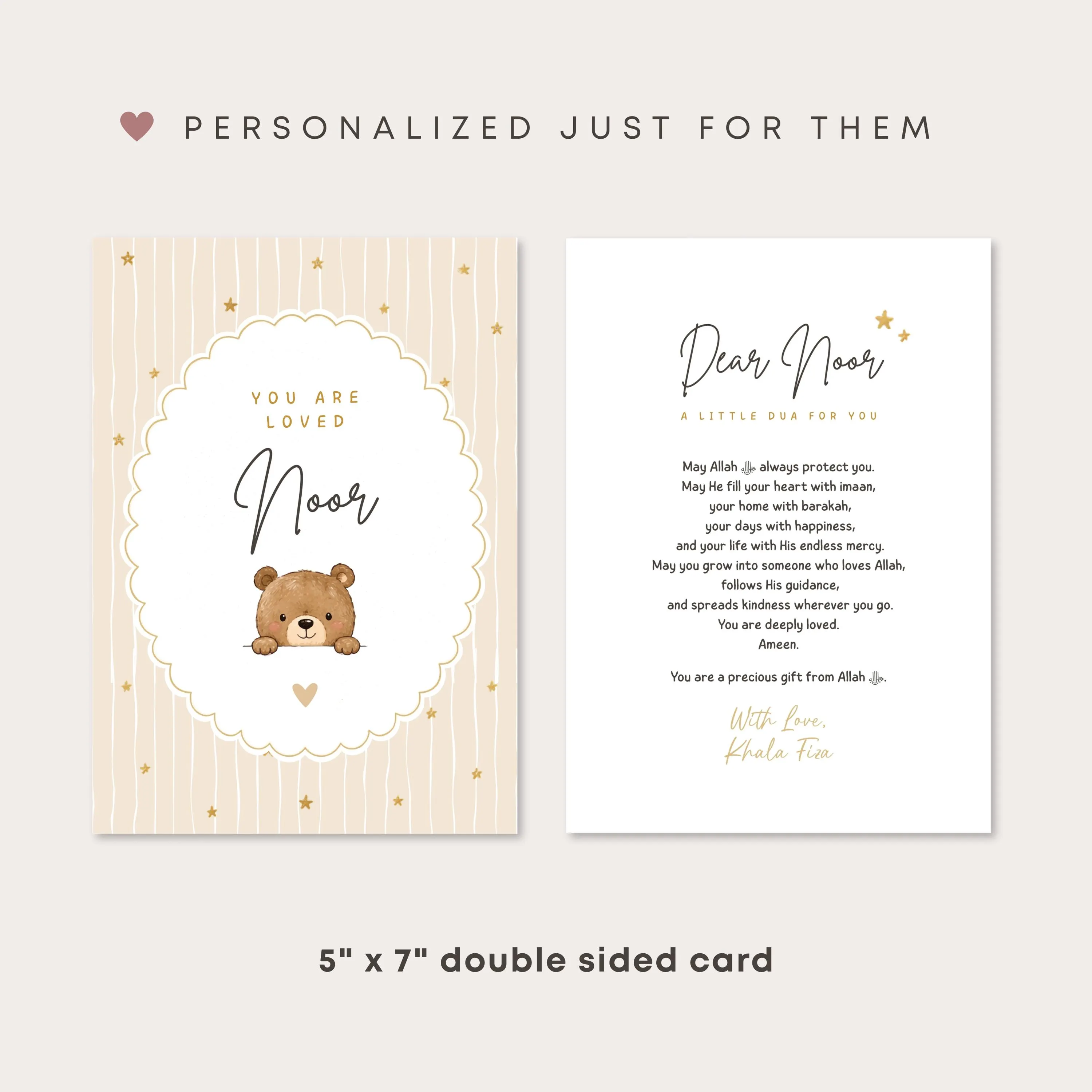 You are so loved Baby Card Template | Islamic Newborn Card | Baby Card | Aqiqah | digital download canva template - image 3