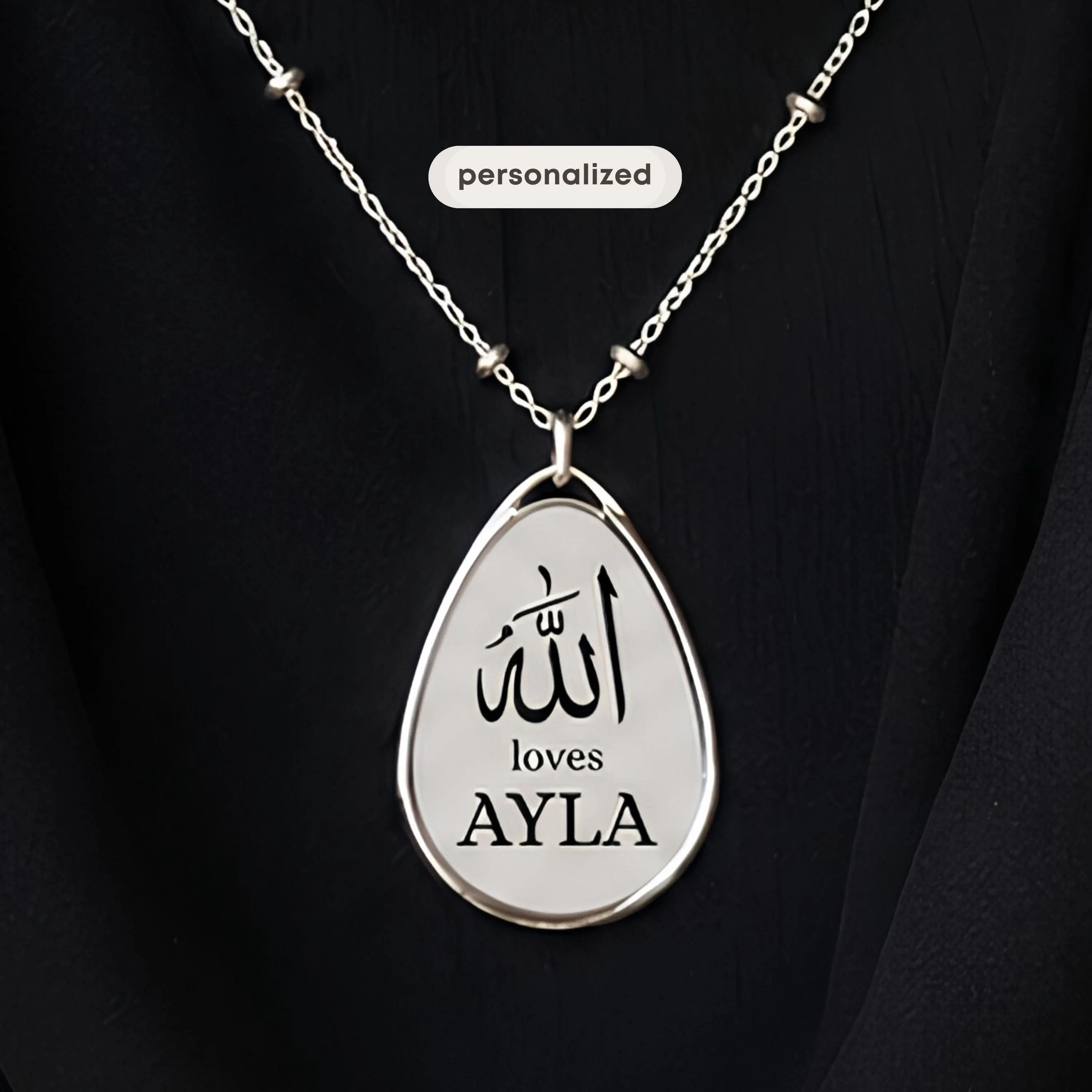 Personalized Allah Loves You Necklace | Personalized Islamic Gift for Her | Custom Muslim Name Necklace | Bismillah Gift