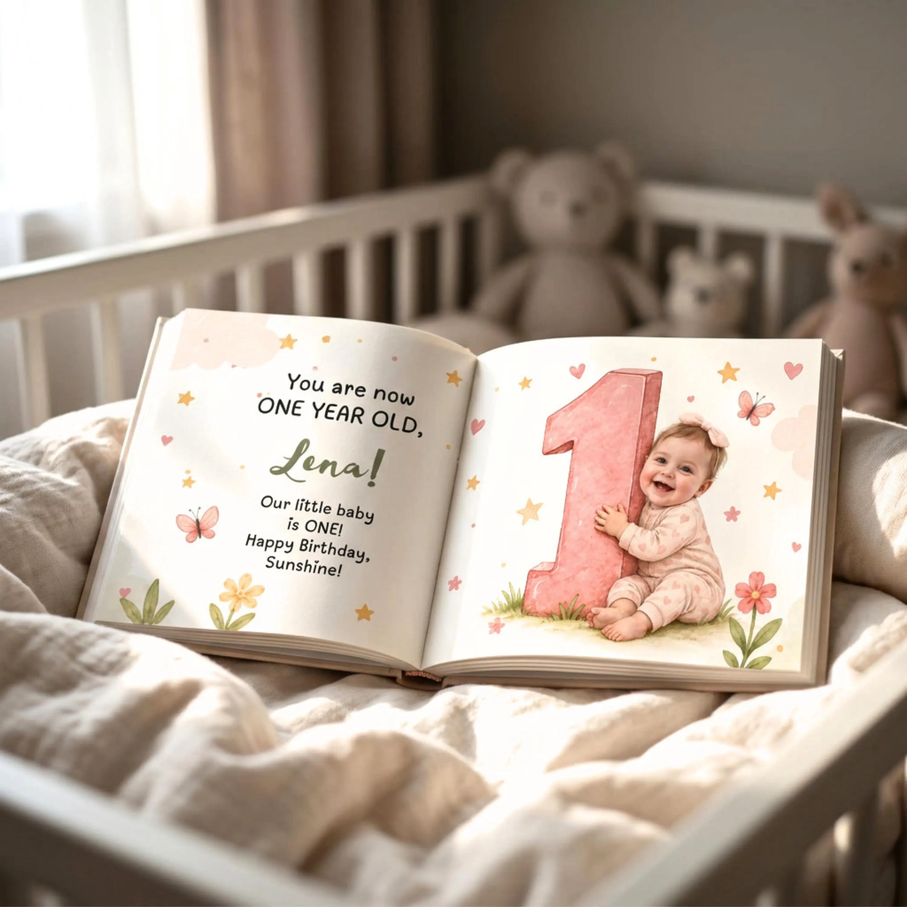 First Birthday Book for Girls with Real Photo | Custom Face & Name Storybook | Muslim Toddler Gift | Personalized Children's Story Book - image 5