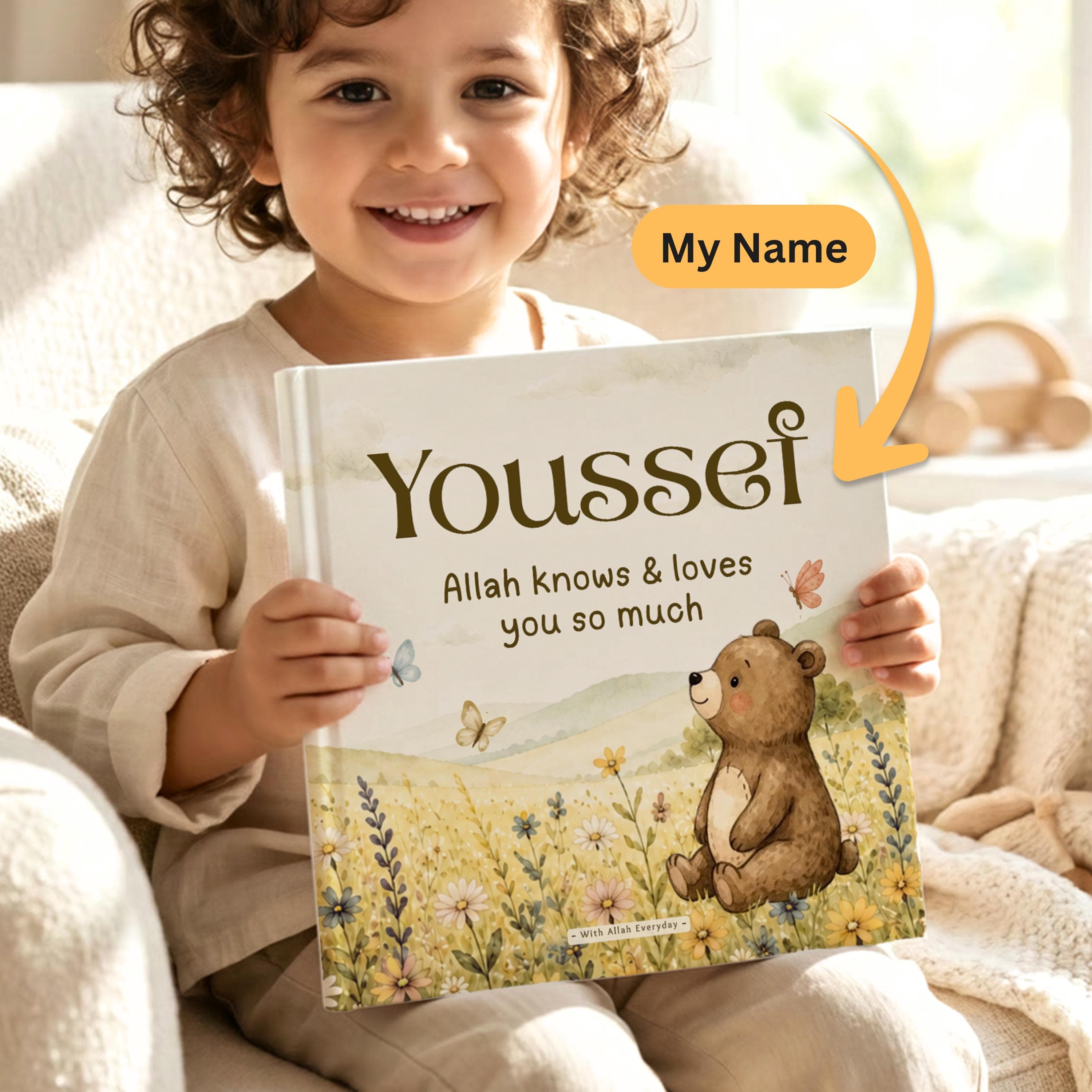 Personalized Muslim Birthday Gift | Bold Name Cover Book, Allah Loves You So Much | Custom Kids Storybook