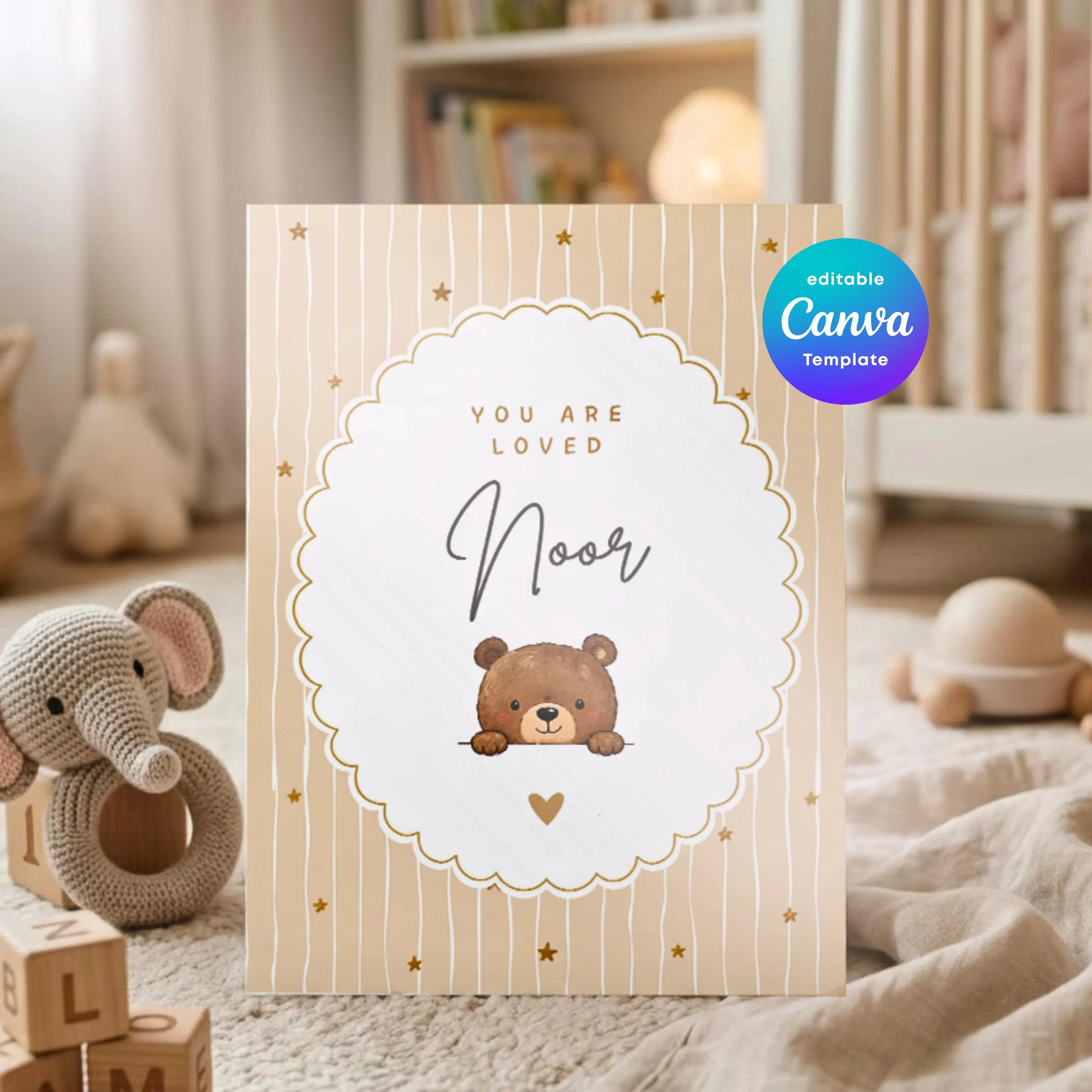 You are so loved Baby Card Template | Islamic Newborn Card | Baby Card | Aqiqah | digital download canva template