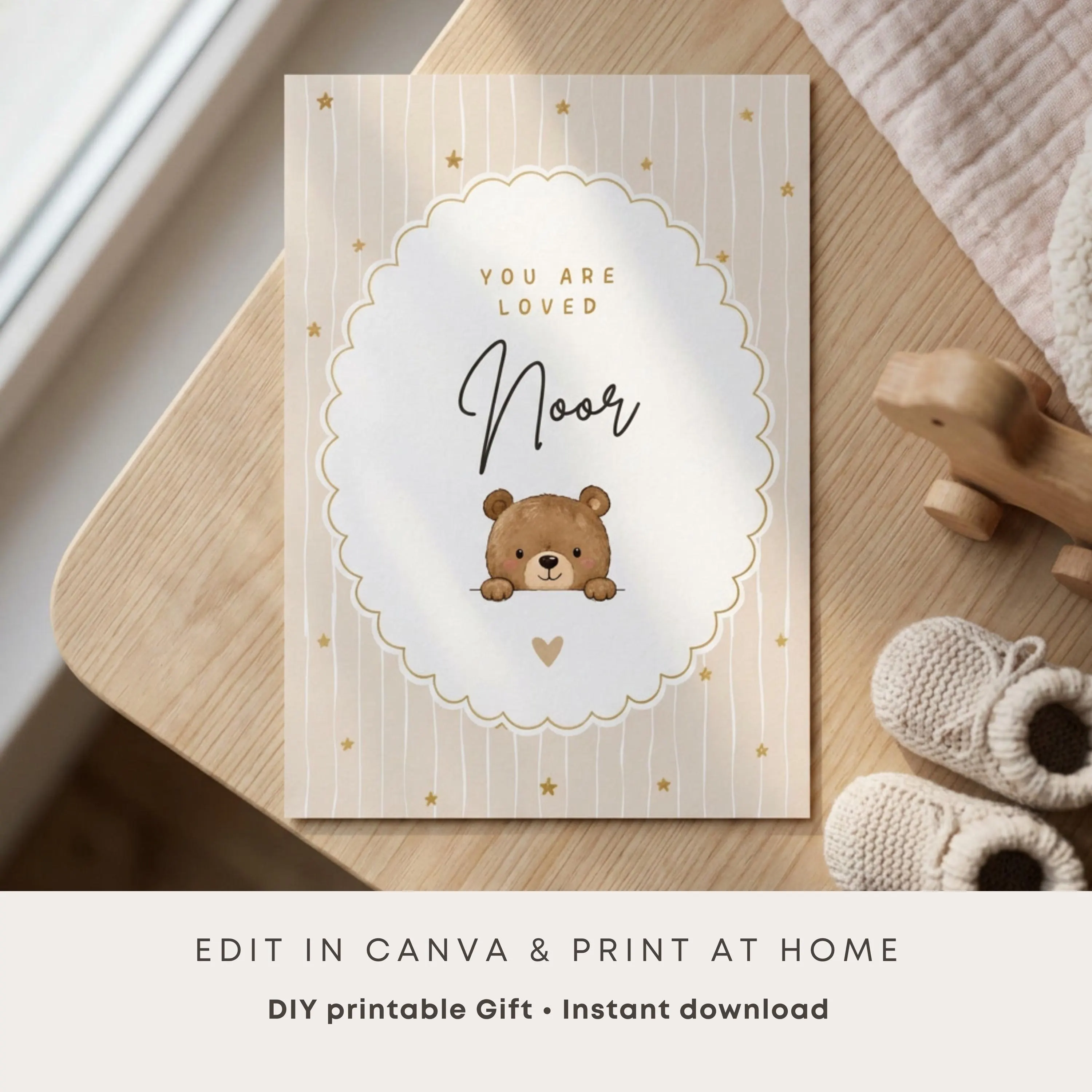 You are so loved Baby Card Template | Islamic Newborn Card | Baby Card | Aqiqah | digital download canva template - image 4