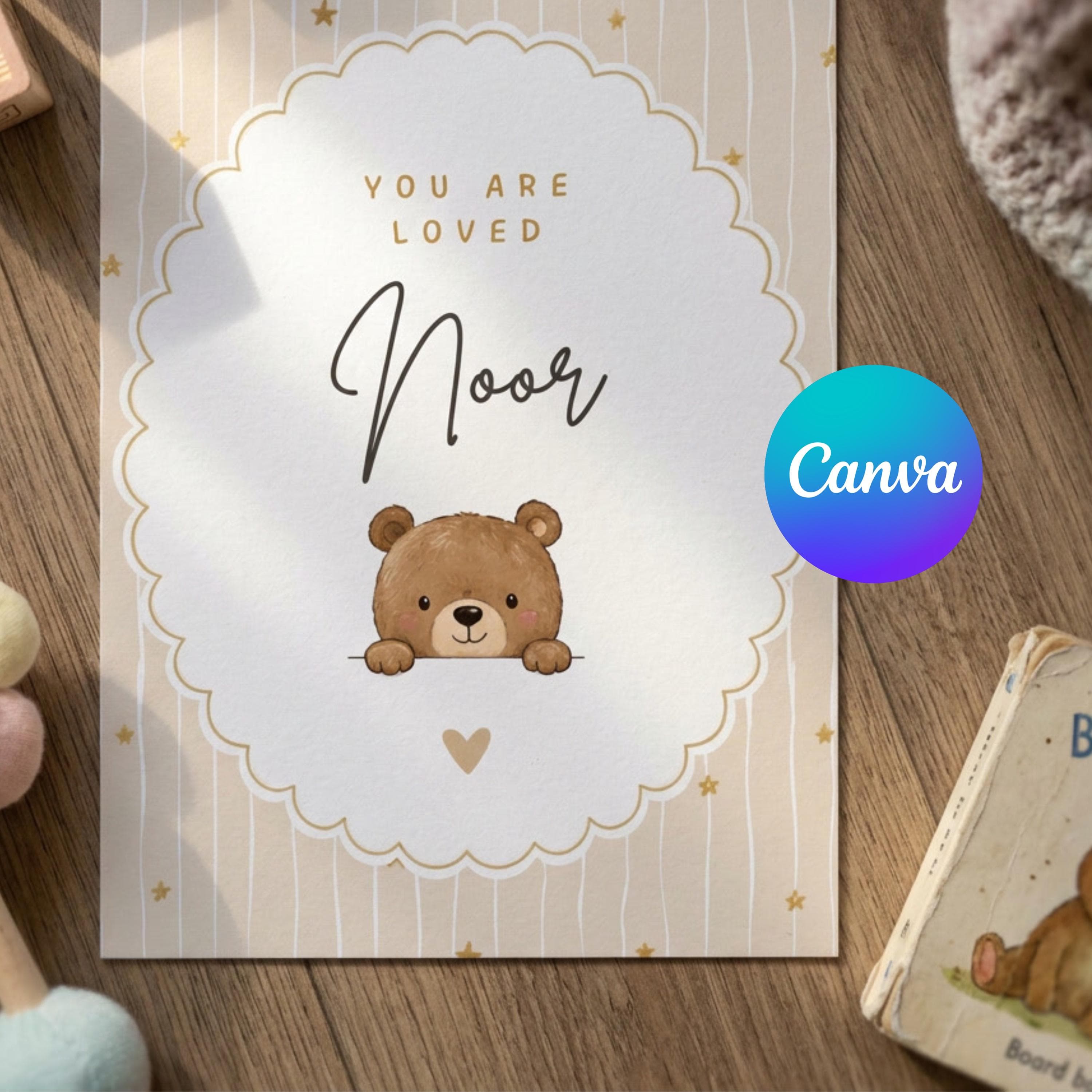 You are so loved Baby Card Template | Islamic Newborn Card | Baby Card | Aqiqah | digital download canva template - image 5