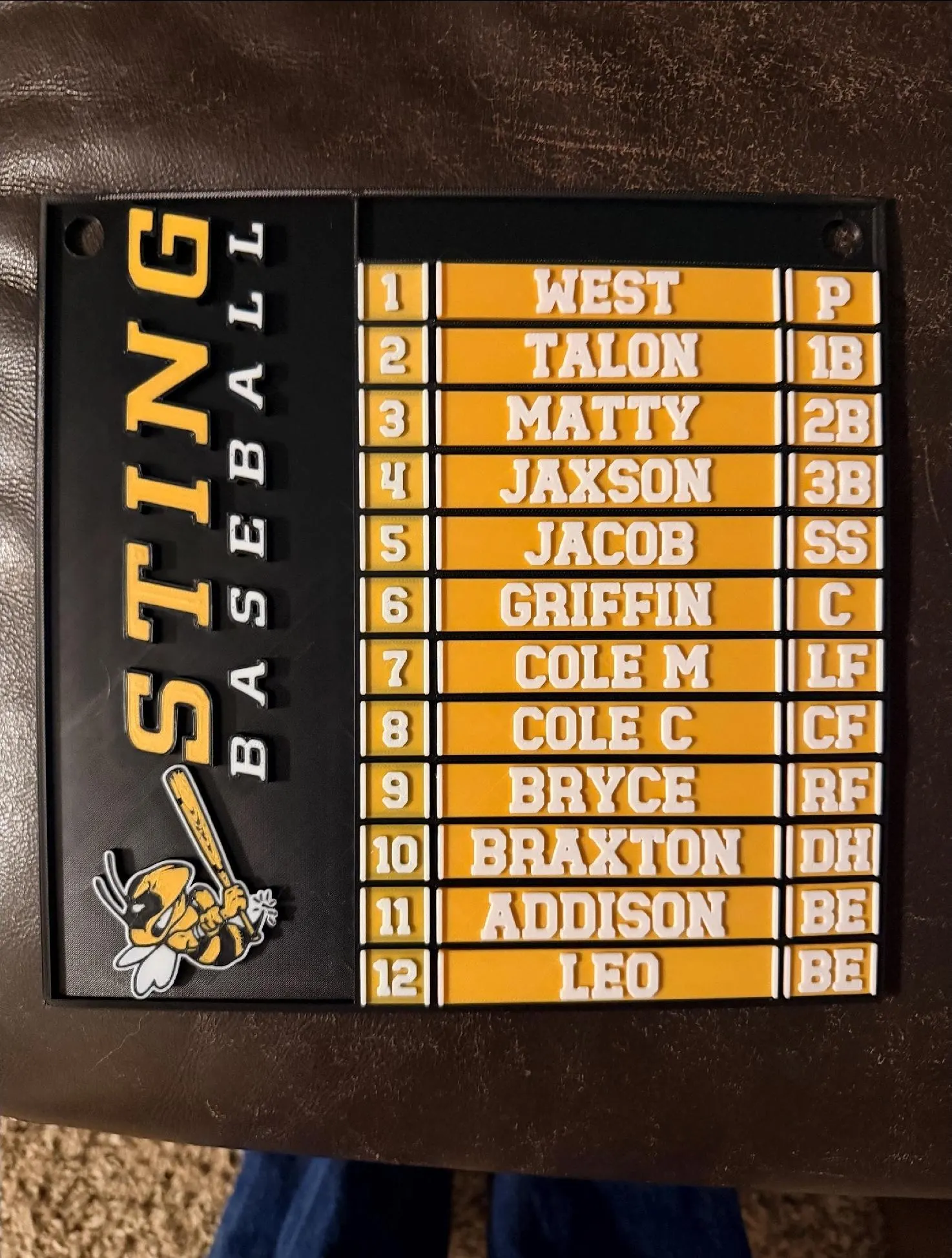 Custom Magnetic Dugout Lineup Board - 3D Printed for YOUR Team! - image 5