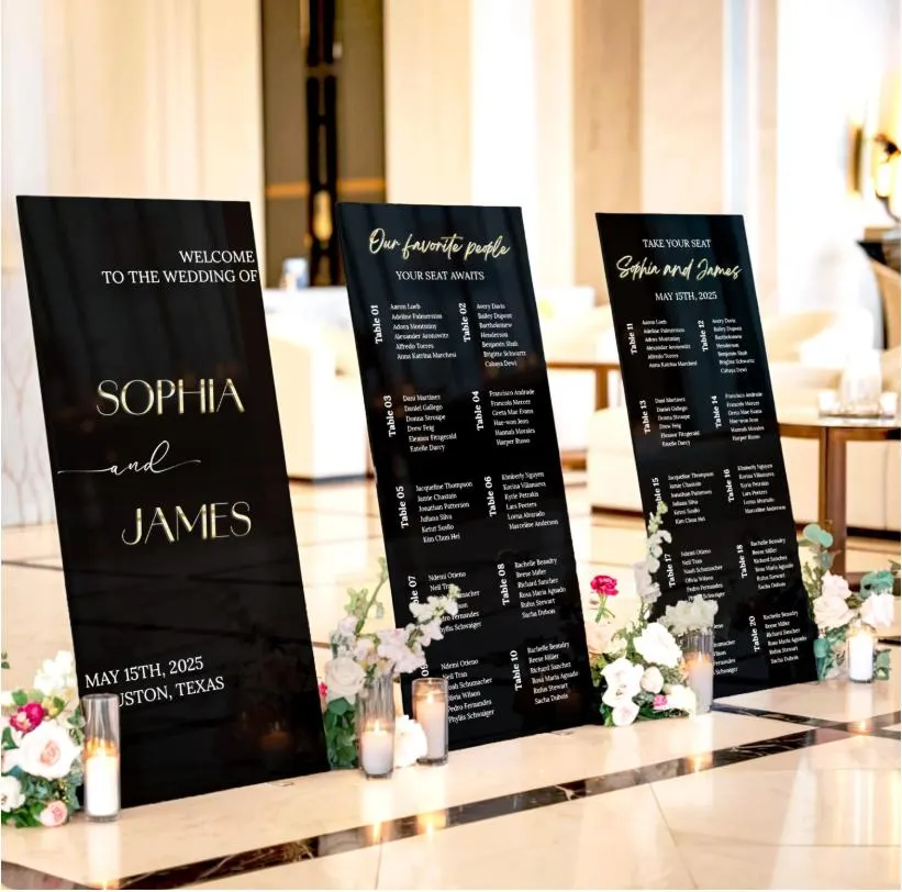 Black Acrylic Wedding Sign Bundle – Seating Chart & Welcome Sign - image 4