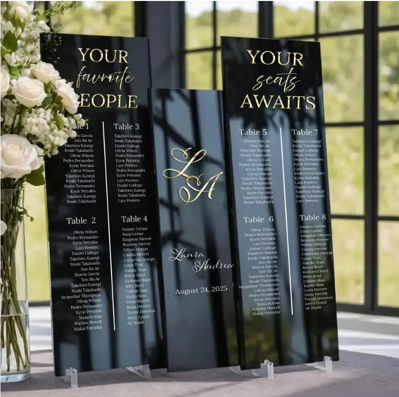 Black Acrylic Wedding Sign Bundle – Seating Chart & Welcome Sign - image 3