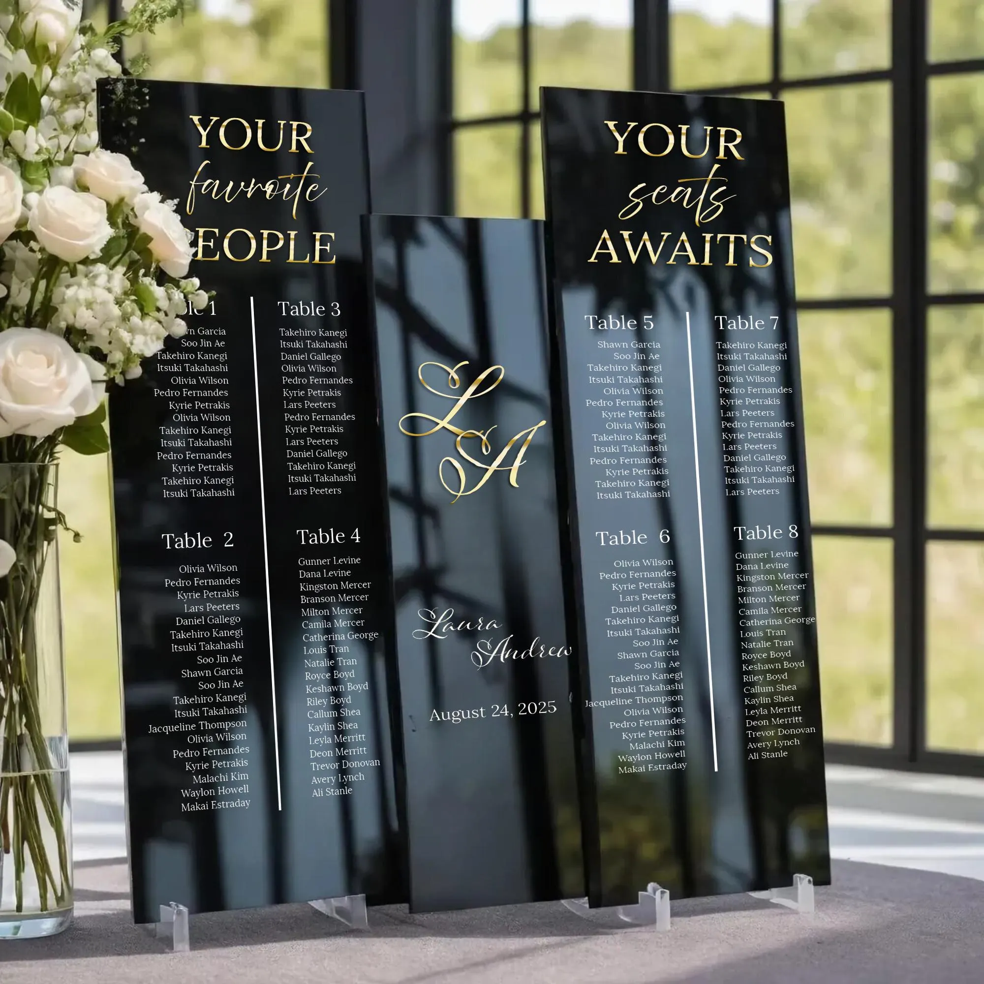 Seating Chart Sign,Wedding Welcome Sign,Wedding Sign Bundle,Black Acrylic Sign,Wedding Reception,Wedding Decor,Wedding Signage,Our Favorite People,Your Seat Awaits,Acrylic Seat Chart,Personalized Wedding,Custom Acrylic Signs