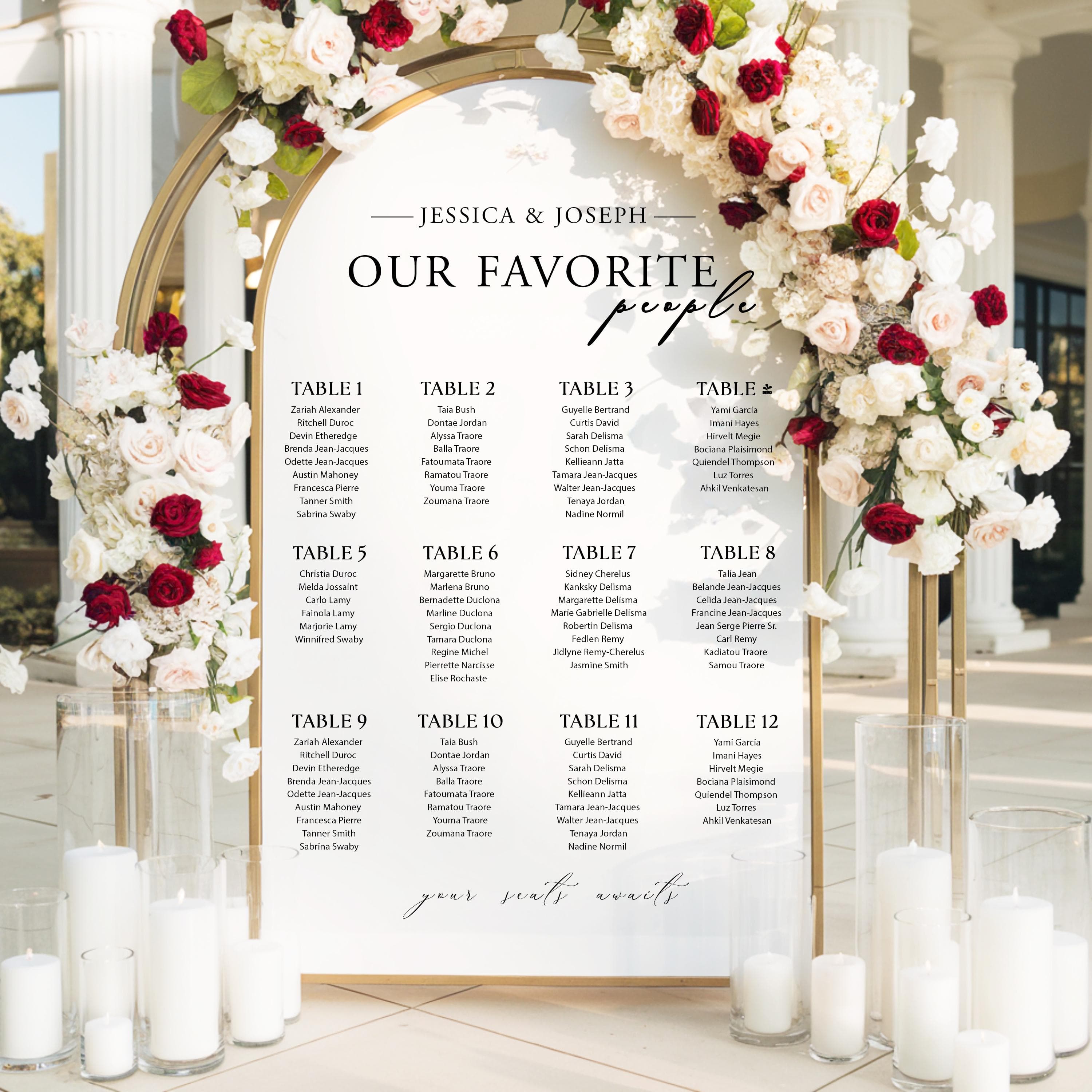 Custom Acrylic Wedding Seating Chart | UV Printed Sign