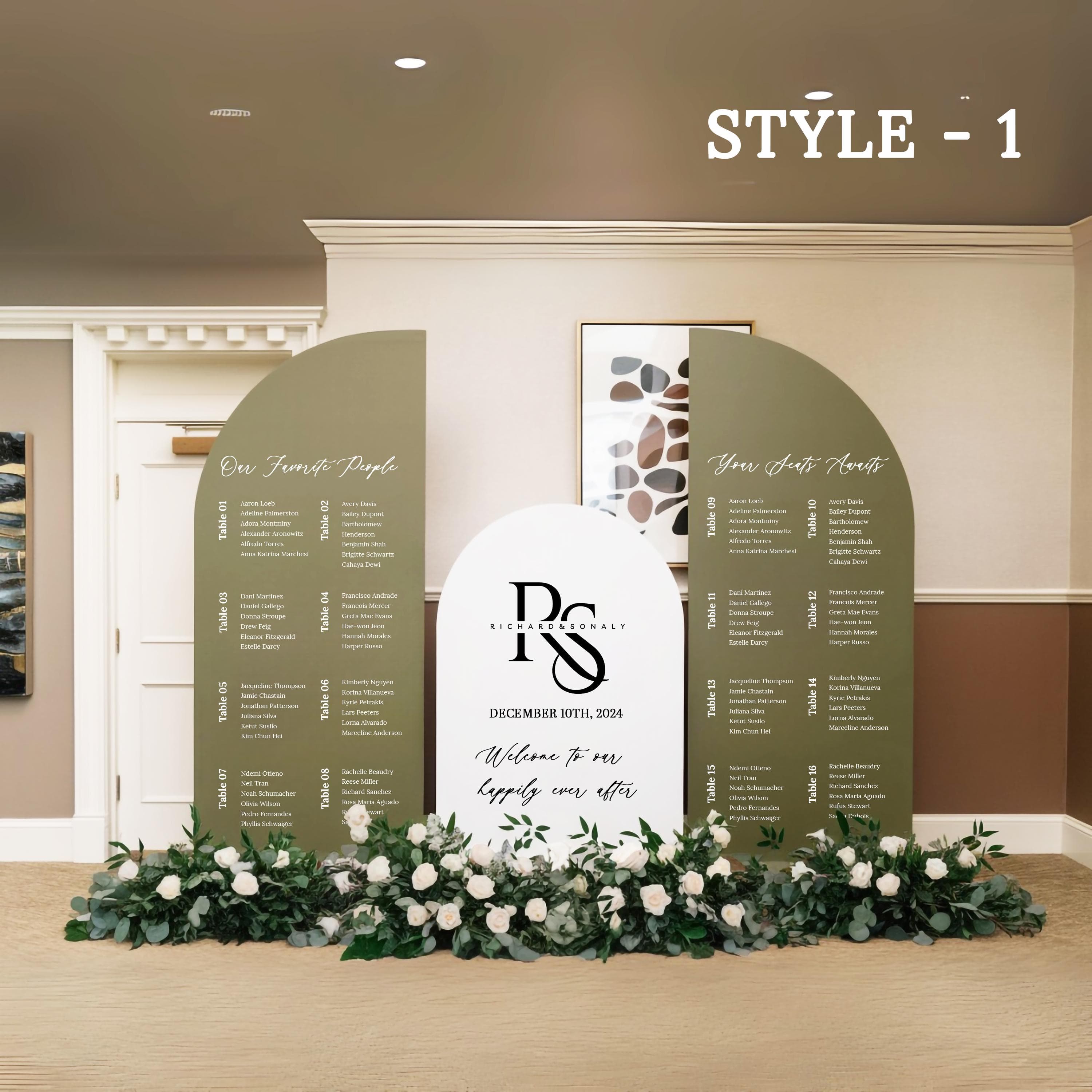 Wedding Seating Chart & Welcome Sign, Custom Acrylic Arch Signs