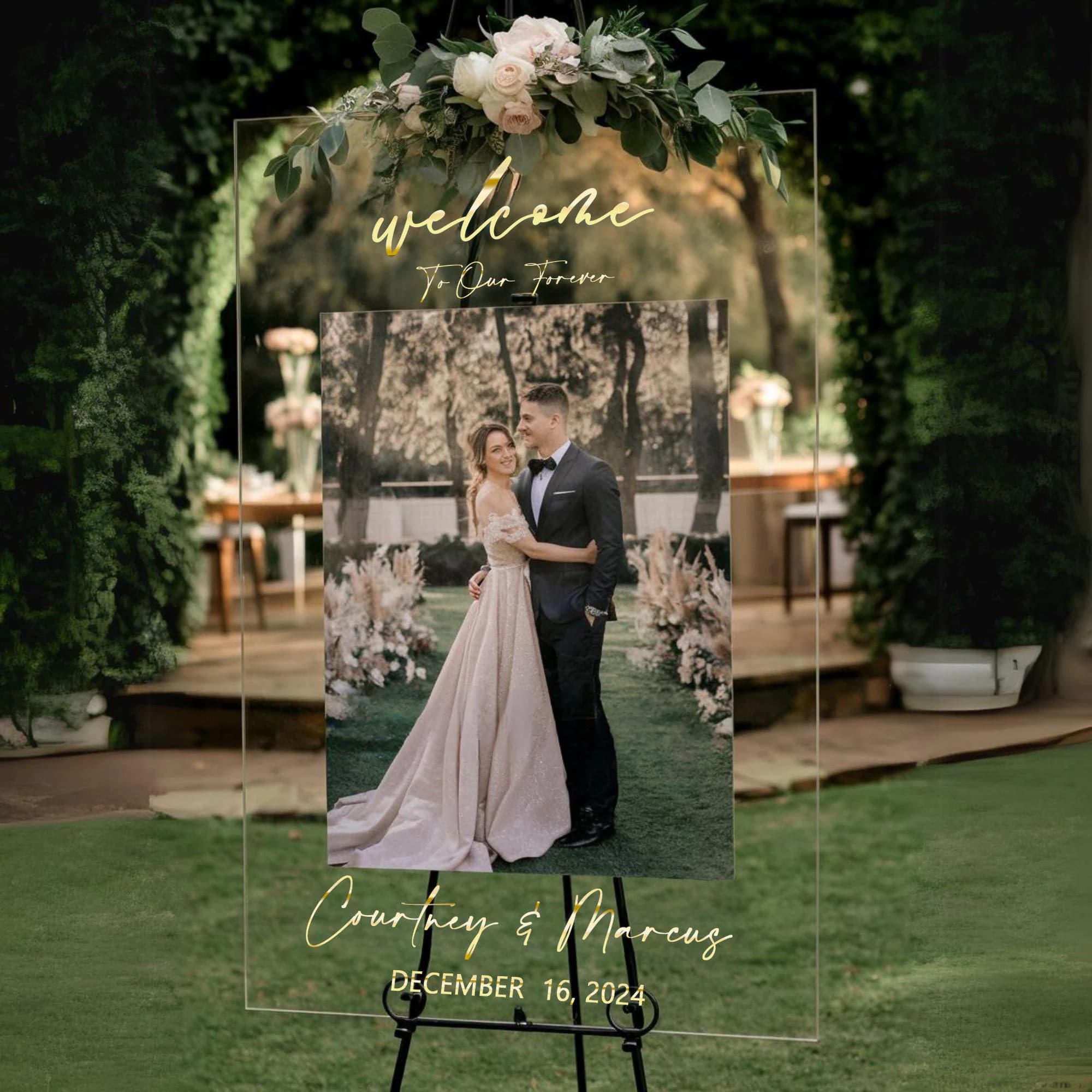 Custom Acrylic Photo Wedding Welcome Sign – 3D Laser Cut Lettering