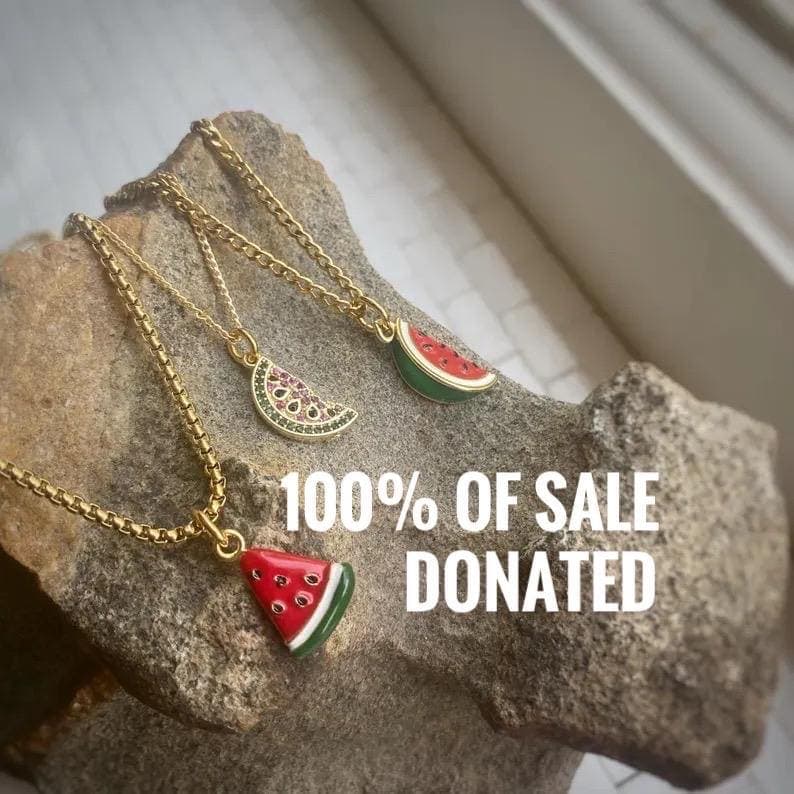 Watermelon Pendant Necklace 100% Sales Donated ~ comes w/velvety bag + custom length / chain options