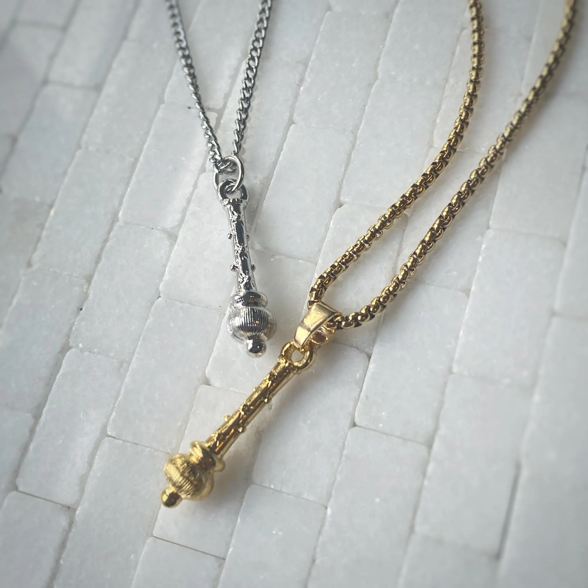 Sceptre Pendant with or without Custom Length Curb Chain ~ For that King or Queen in ur life / Unisex / up to 24” in Gold or Silver