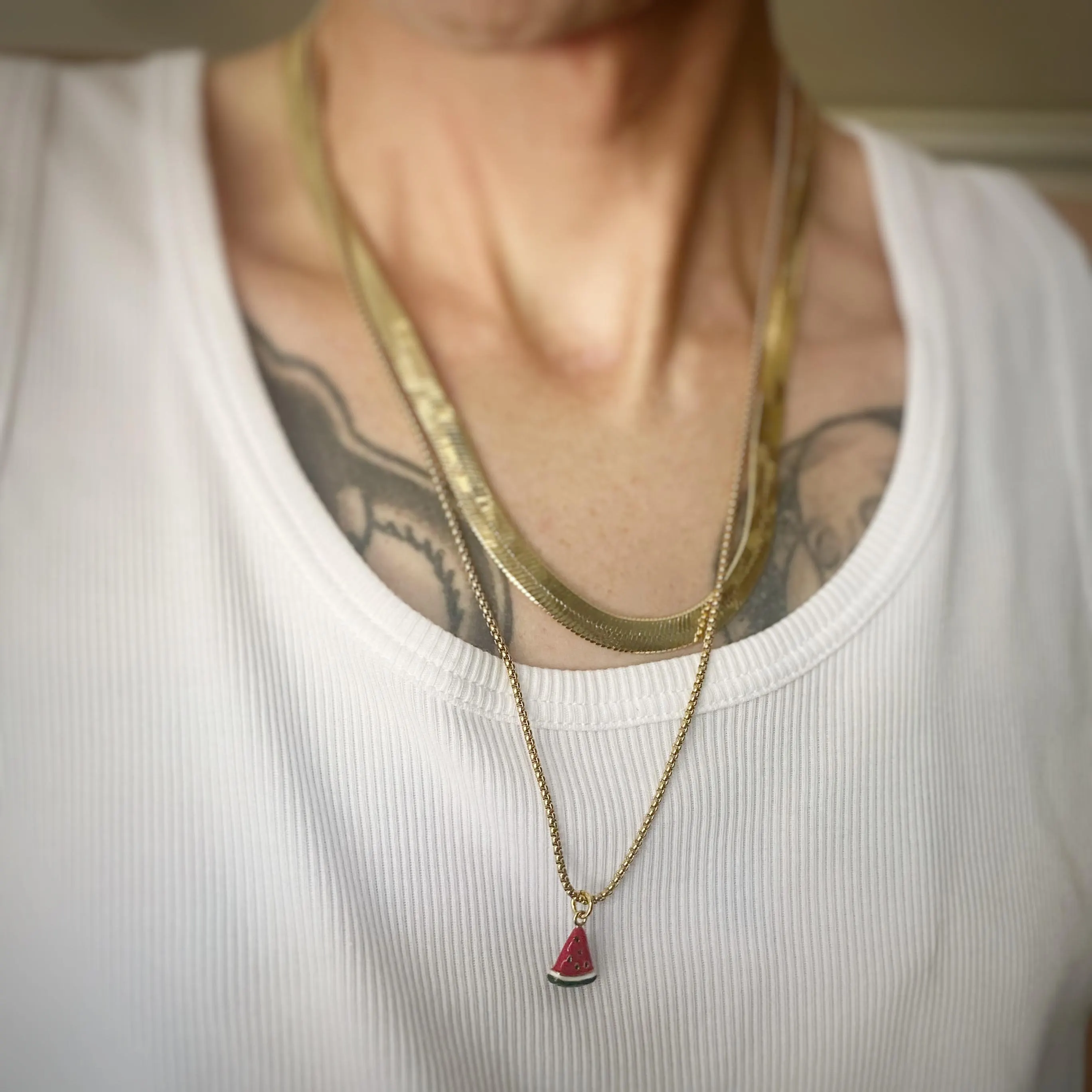 Watermelon Pendant Necklace 100% Sales Donated ~ comes w/velvety bag + custom length / chain options - image 5