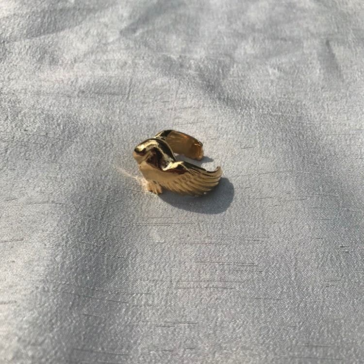 Gold or Silver Dove Ring - Gold Vermeil or Solid Sterling Silver, large and adjustable ring (DM for closed back) - Memorial Mourning jewelry - image 3