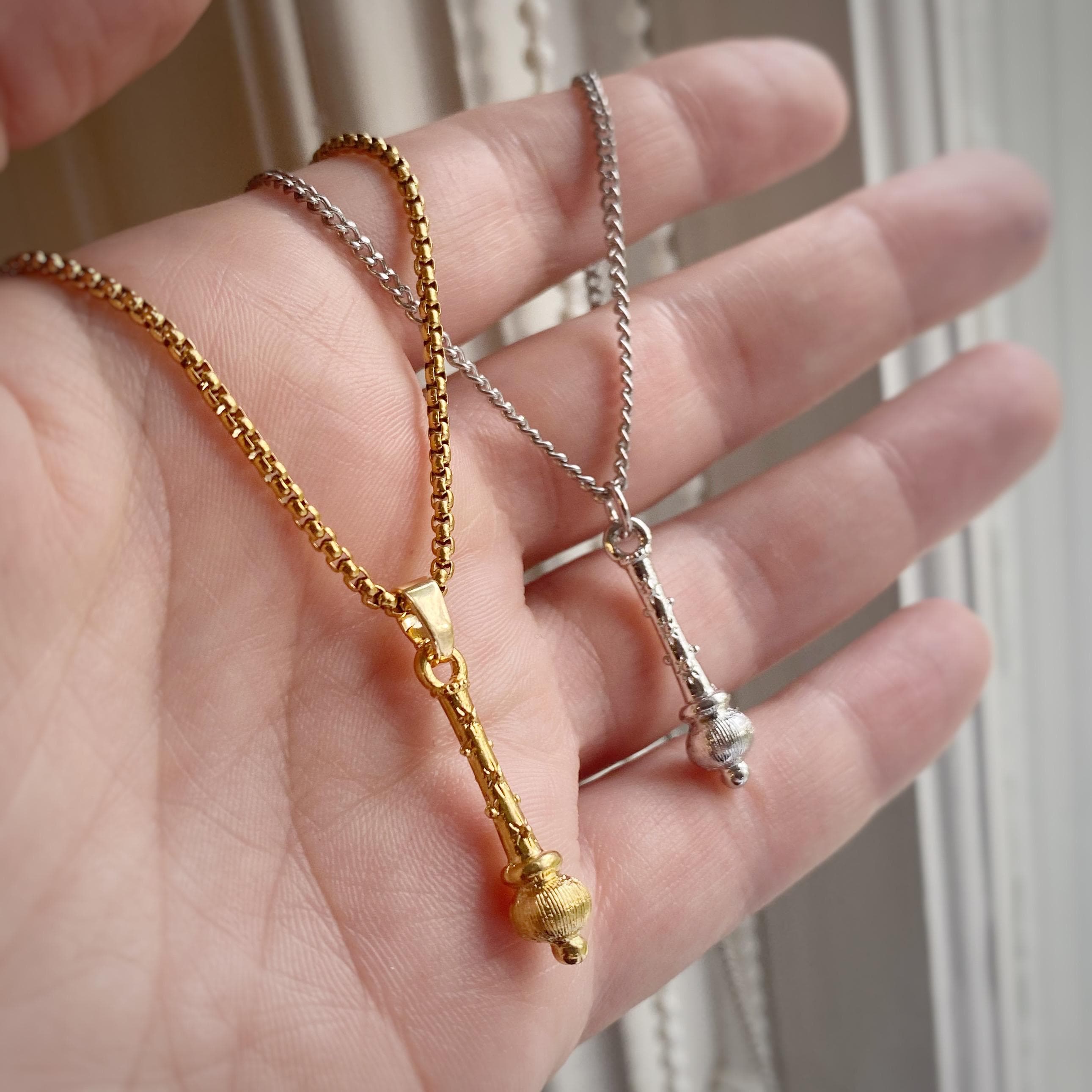 Sceptre Pendant with or without Custom Length Curb Chain ~ For that King or Queen in ur life / Unisex / up to 24” in Gold or Silver - image 3