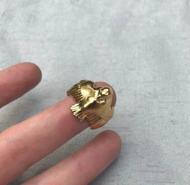 Gold or Silver Dove Ring - Gold Vermeil or Solid Sterling Silver, large and adjustable ring (DM for closed back) - Memorial Mourning jewelry