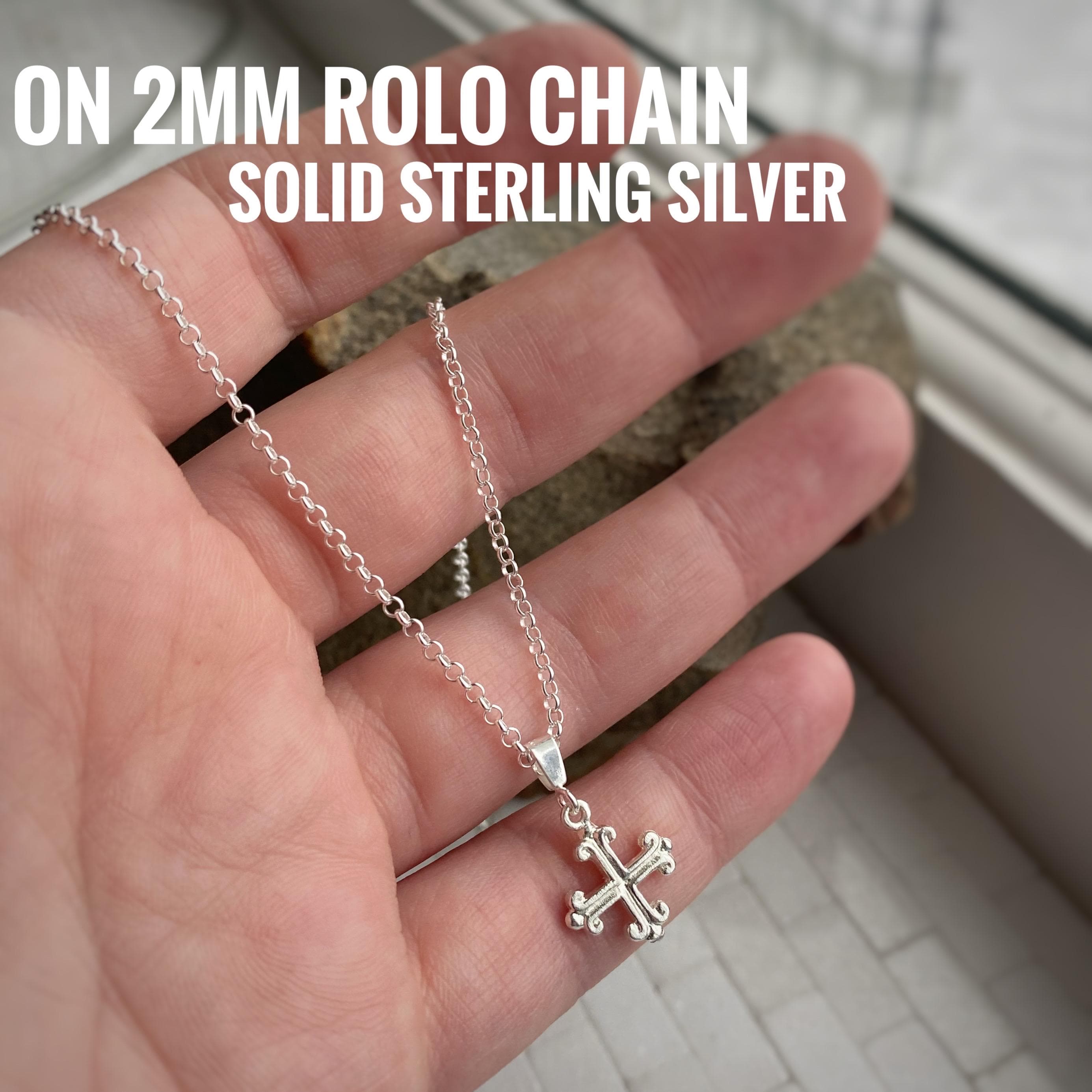 Solid Sterling Silver Botonnée Cross Charm or Pendant Necklace w/ or w/out custom chain, medieval style ornate Occitan Cross in velvet bag. - image 4