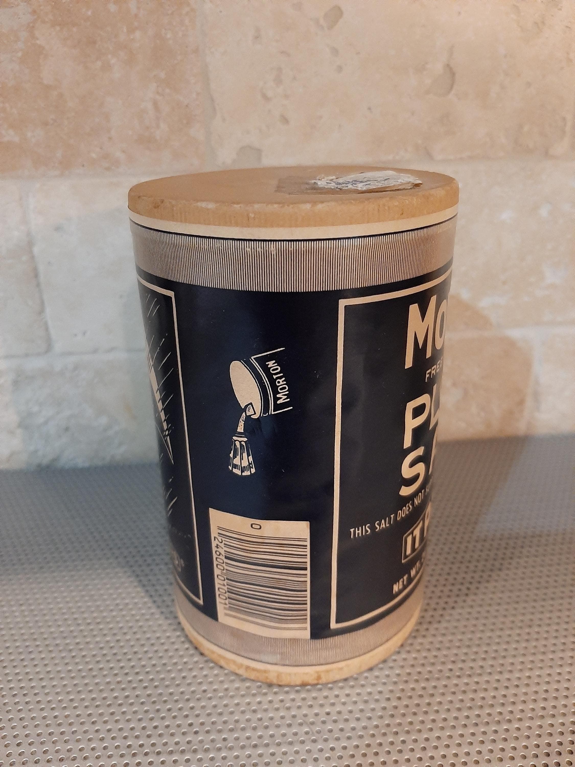 Vintage 1960s Reproduction Cardboard Morton Free Running Plain Salt Box Advertising Empty Box Movie Film Makers Theater Prop - image 5