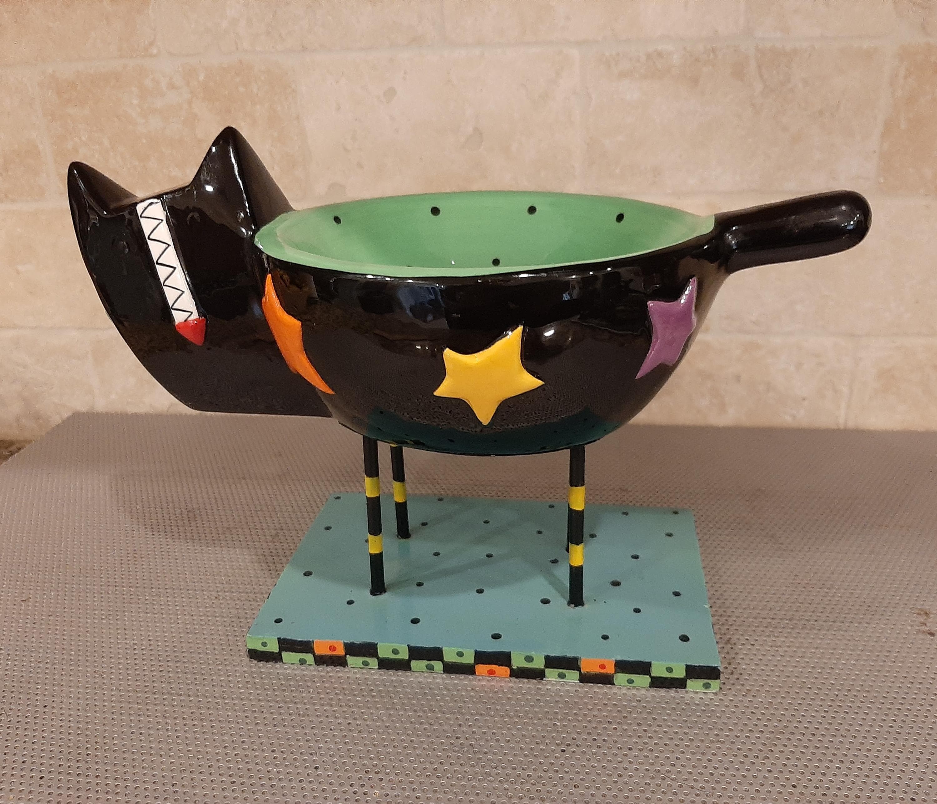 Vintage Ceramic Black Cat Candy Jewelry Trinket Dish Bowl by Silvestri Sue Dreamer - image 3