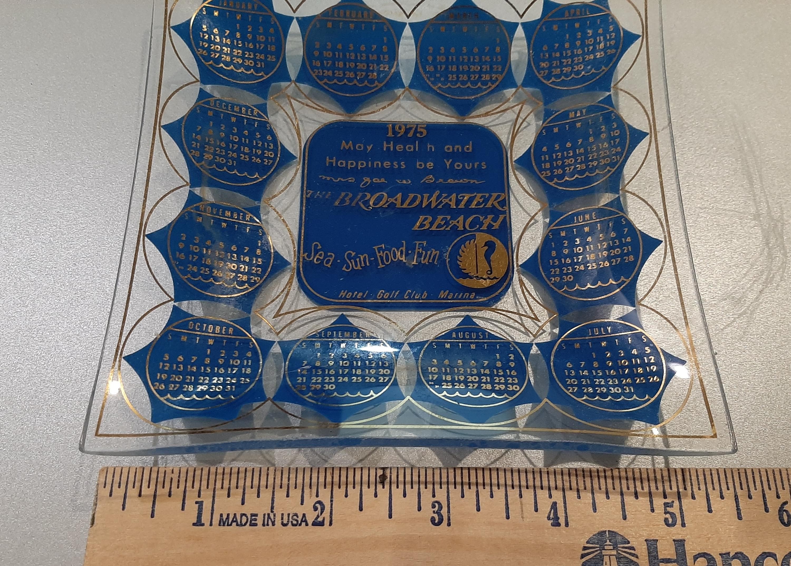 Vintage 1975 Broadwater Beach Hotel Biloxi Mississippi Glass Calendar Souvenir Trinket Dish Ashtray - image 5