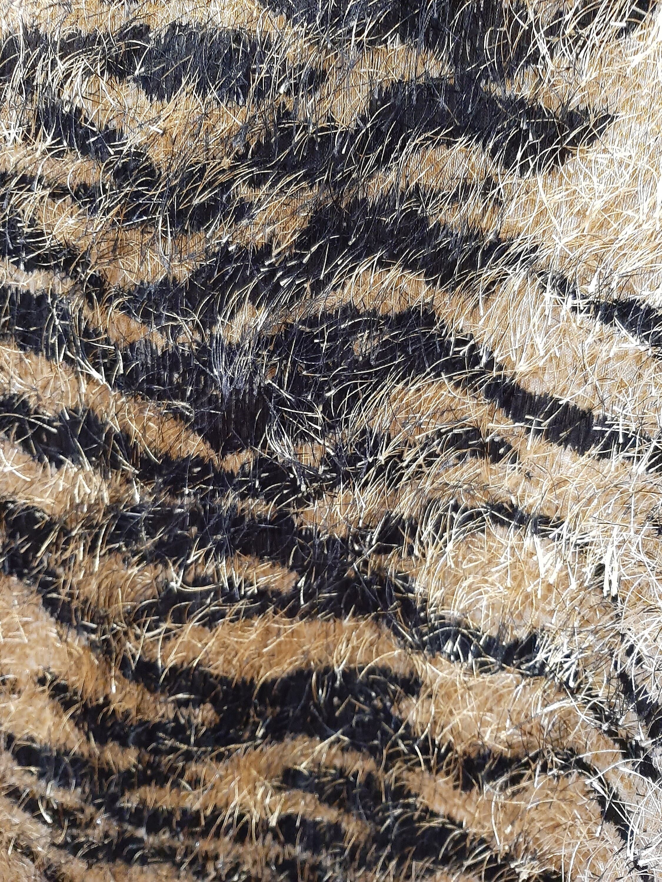 Vintage Vue Point Woman Gold and Black Ombre Tiger Print Fuzzy Hairy Sparkly Metallic Eyelash Yarn Blouse. ~Size 2X - image 3