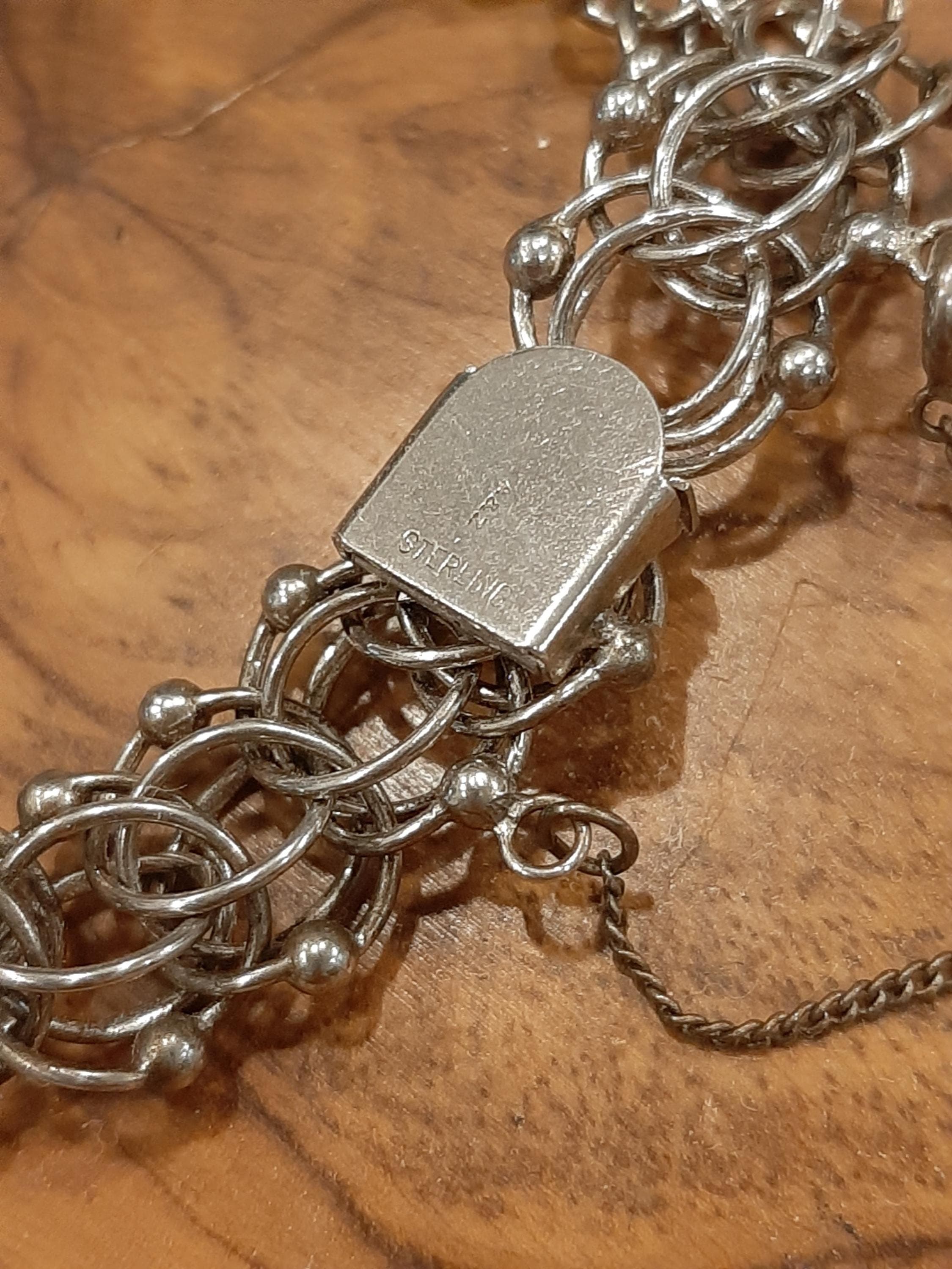 Sterling Silver 925 Multi Link Starter Chain Charm Bracelet 7.5” Vintage - image 4