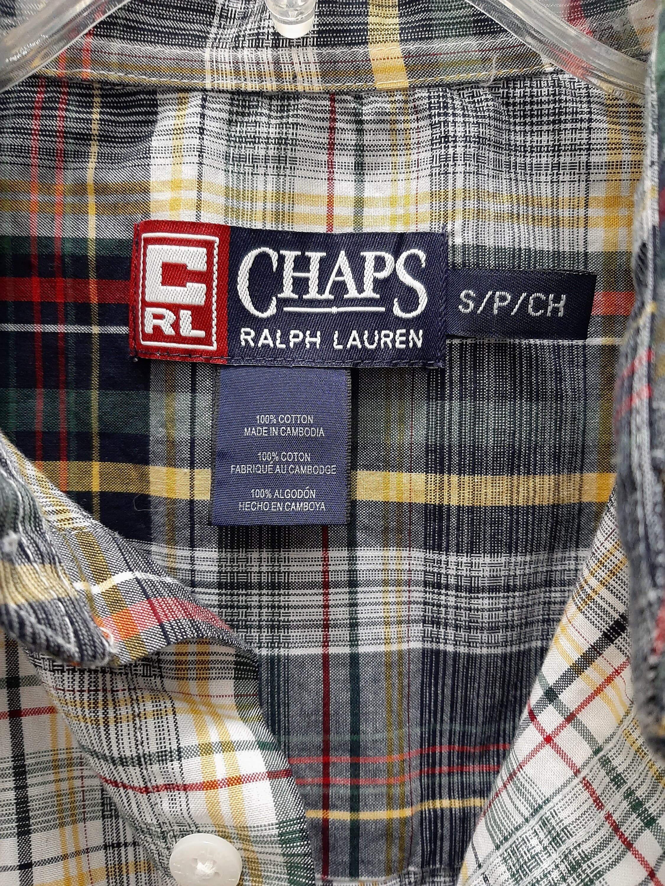 Vintage 1990s Ralph Lauren Chaps 100% Cotton Men's  Long Sleeve Plaid "Work" Shirt ~Size Small - image 4