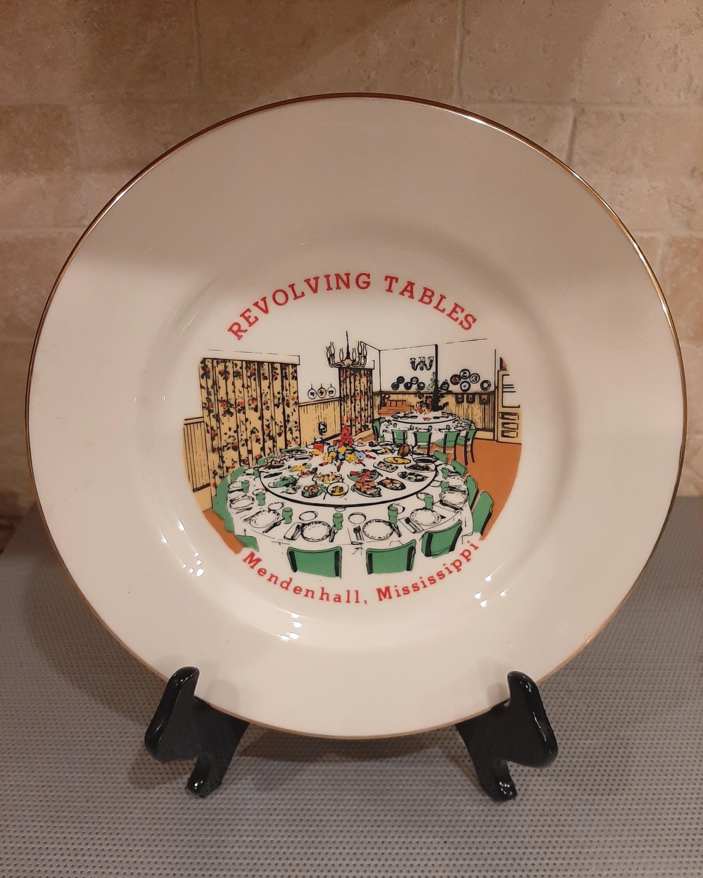 Collector Plate - Mendenhall Mississippi Hotel Revolving Tables Vintage Advertising Commemorative Souvenir RARE