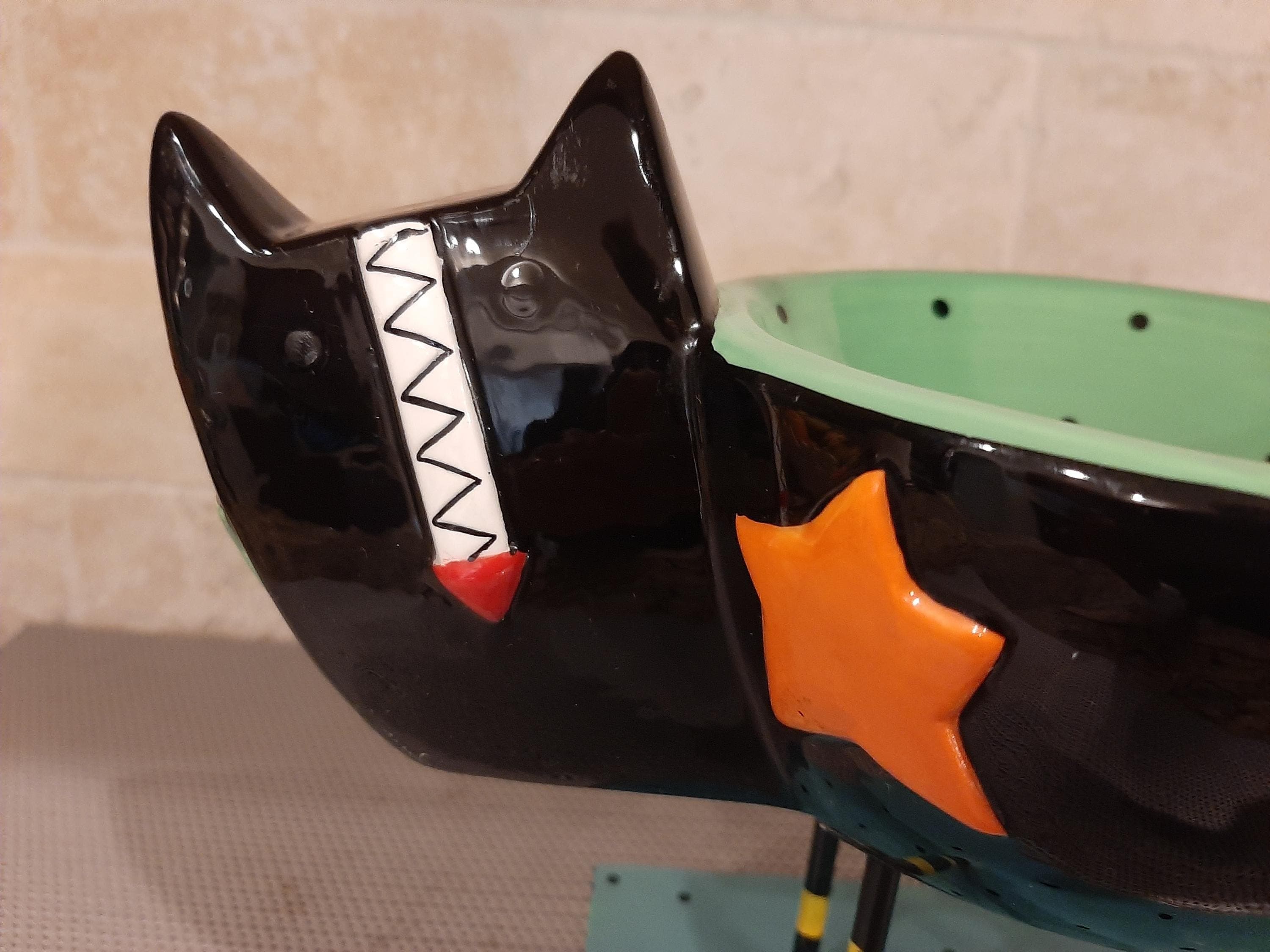 Vintage Ceramic Black Cat Candy Jewelry Trinket Dish Bowl by Silvestri Sue Dreamer - image 4