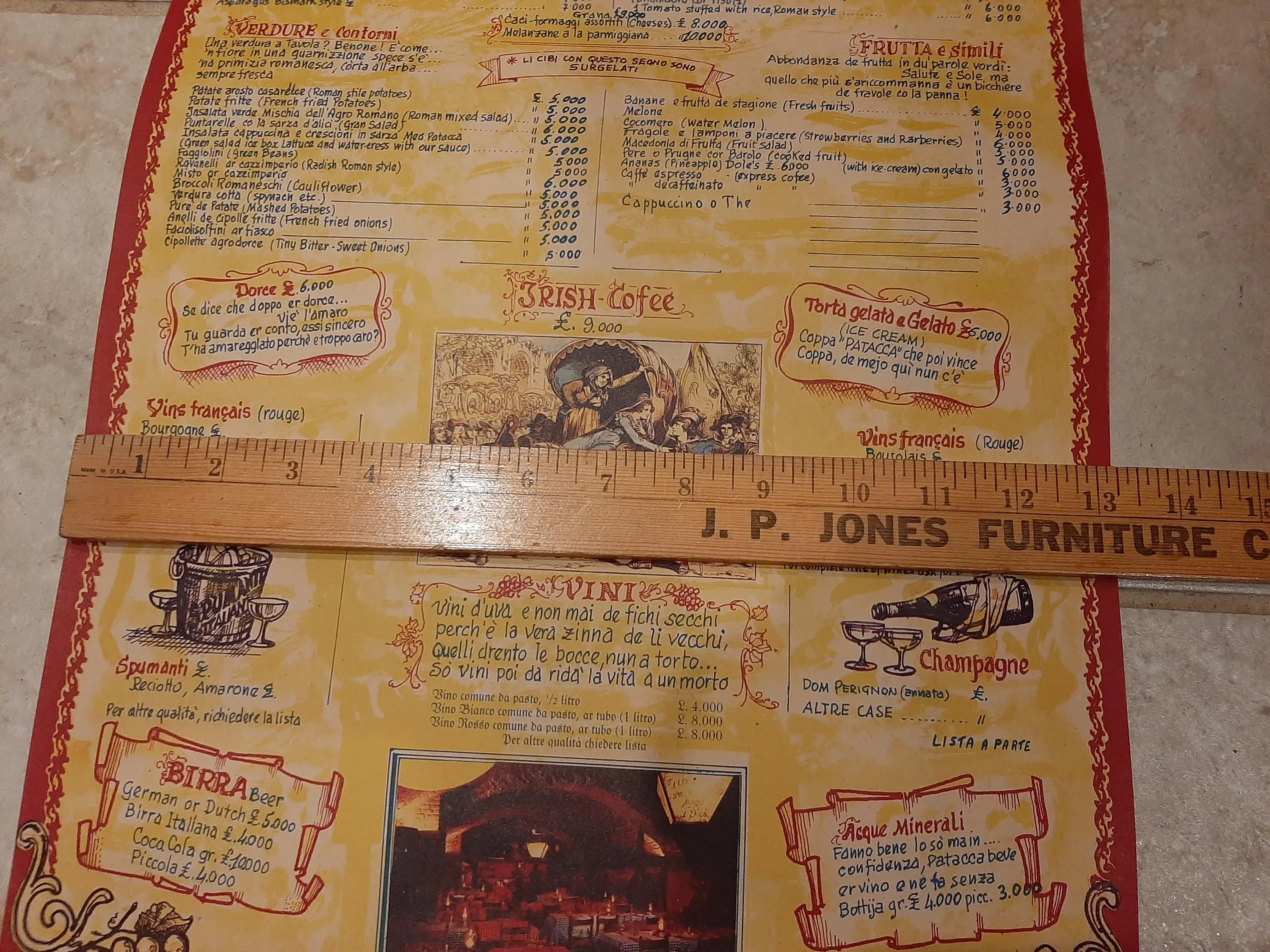 Vintage Rome Italy De Meo Patacca Café Restaurant Menu Poster Kitchen Décor 13 x 32" - image 4