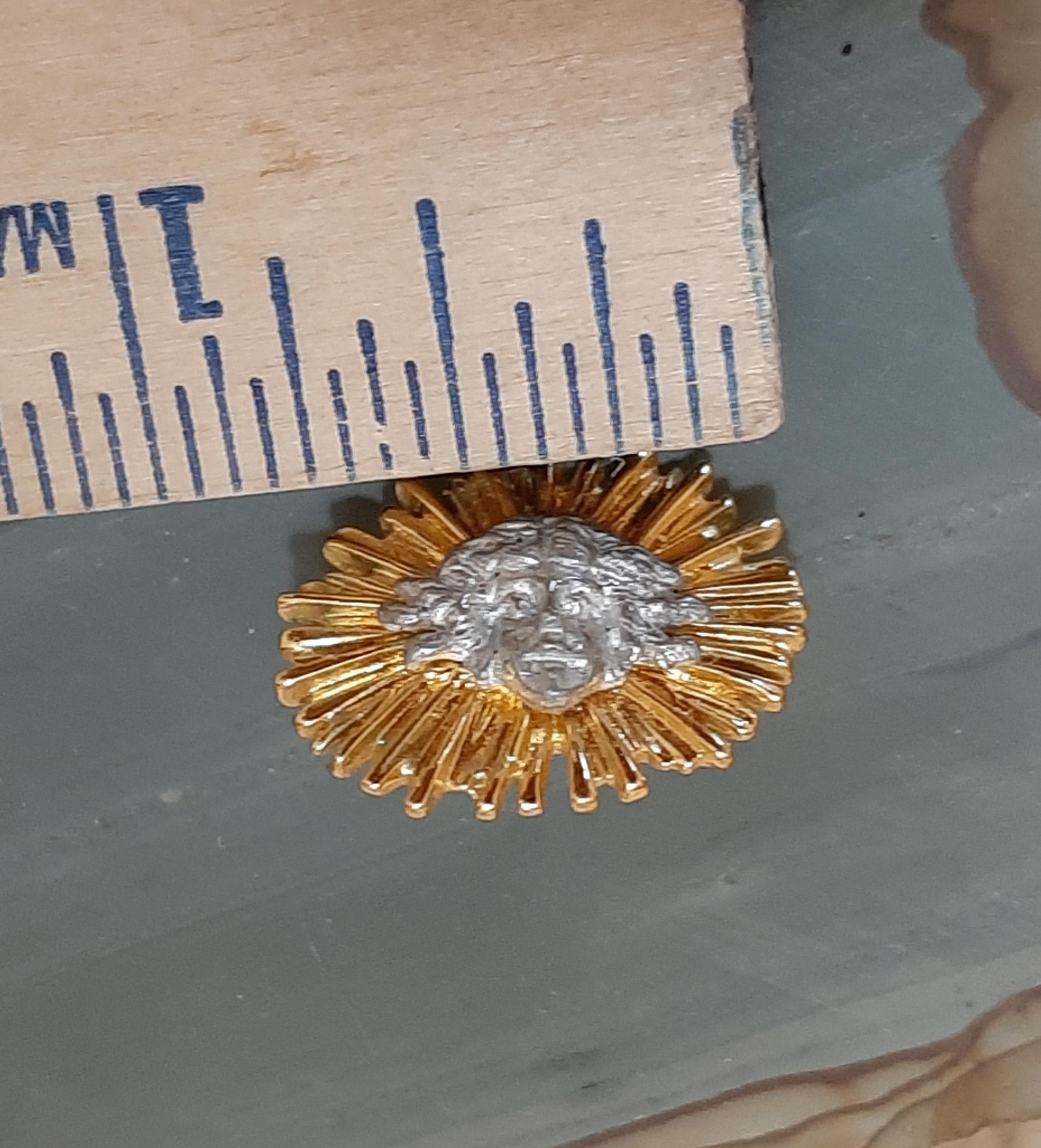 Vintage 1998 Maurice Milleur Two Tone Sunflower Angel Face Stud Earrings - image 4
