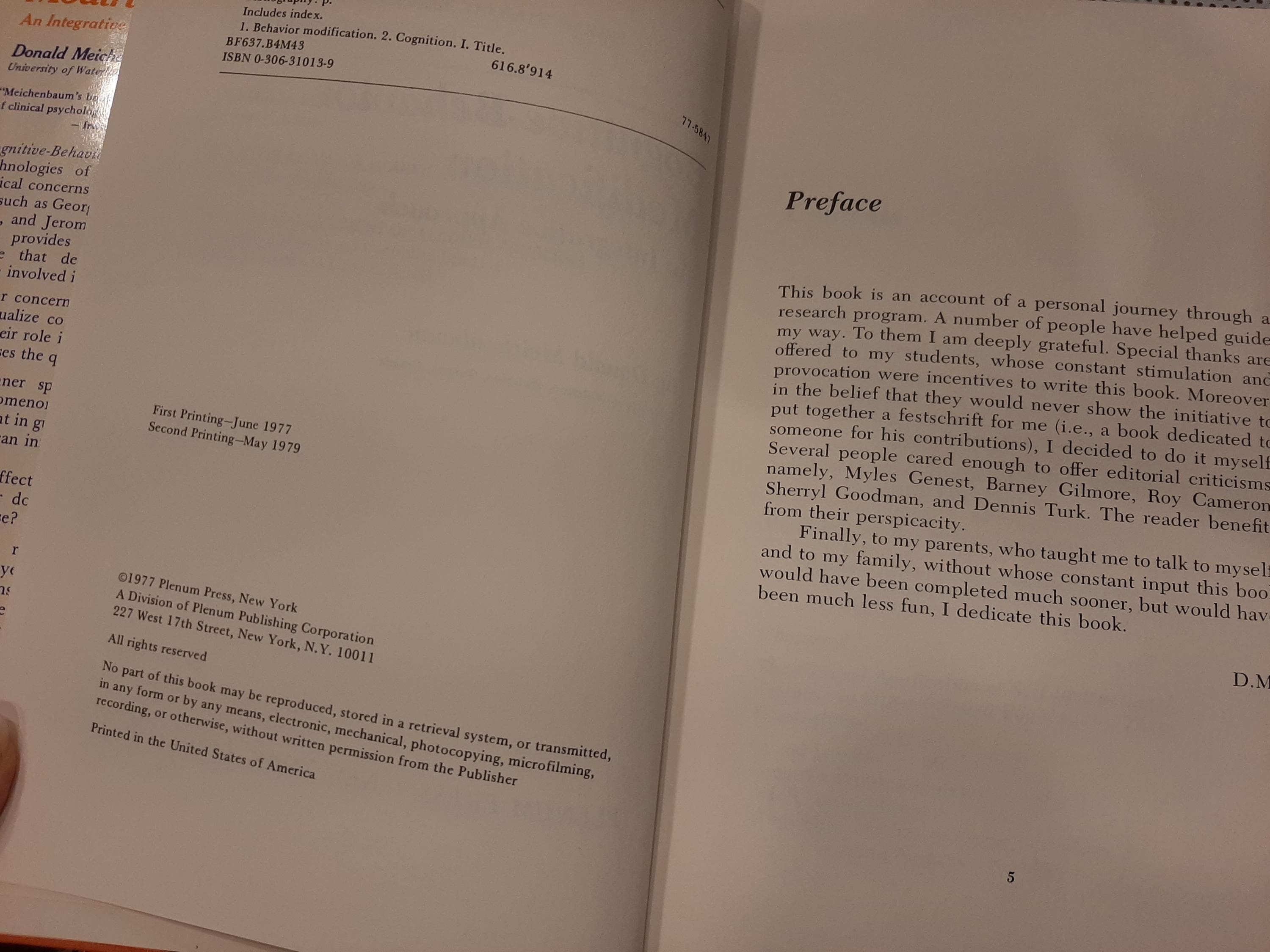 Vintage 1979 Cognitive-Behavior Modification: An Integrative Approach Donald Meichenbaum Psychology Psychiatry CBT Book RARE - image 3