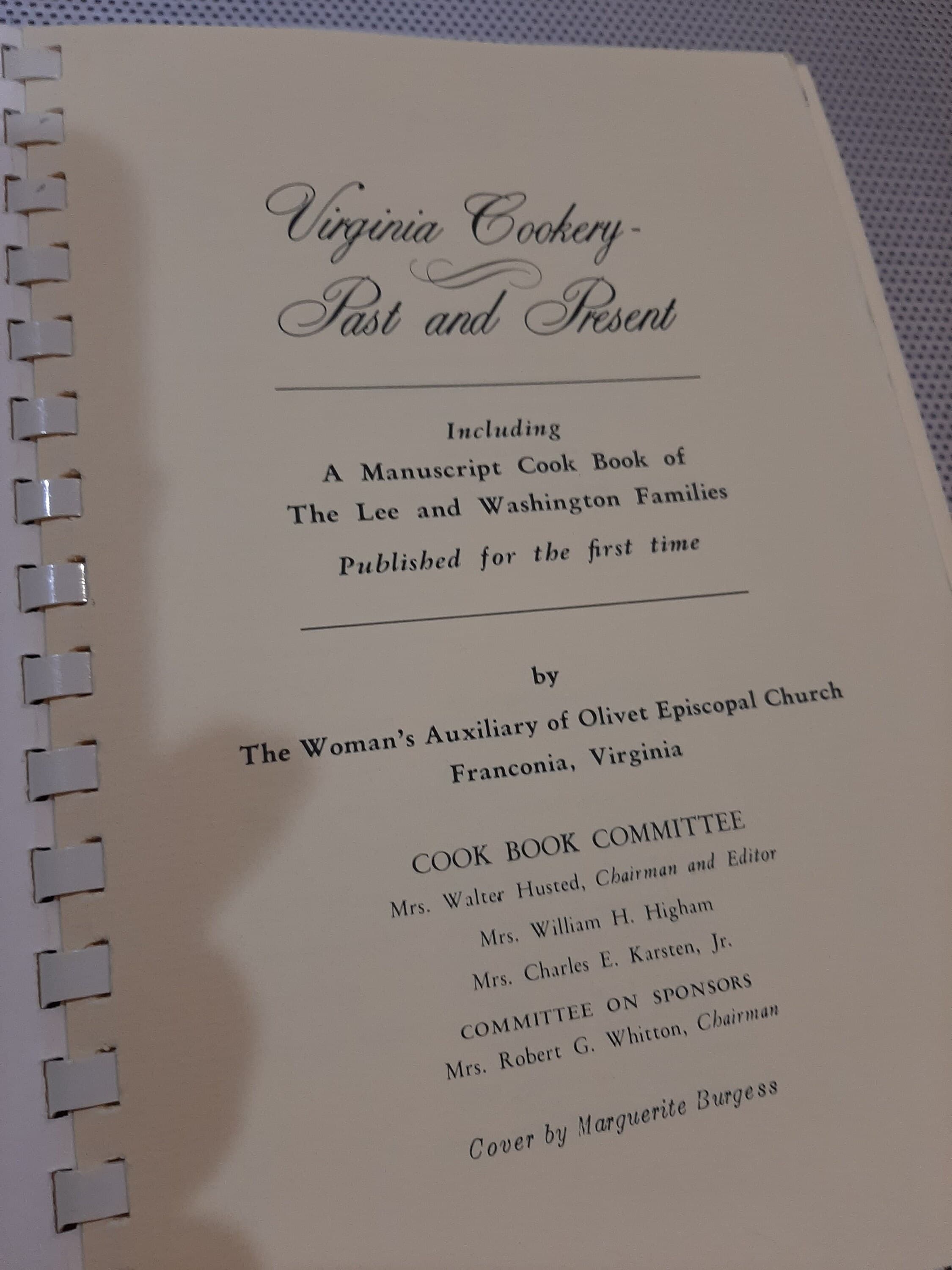 Vintage 1993 (11th Printing) Virginia Cookery Women's Auxiliary of Olivet Episcopal Church Franconia Virginia Church Lady Cookbook - image 4