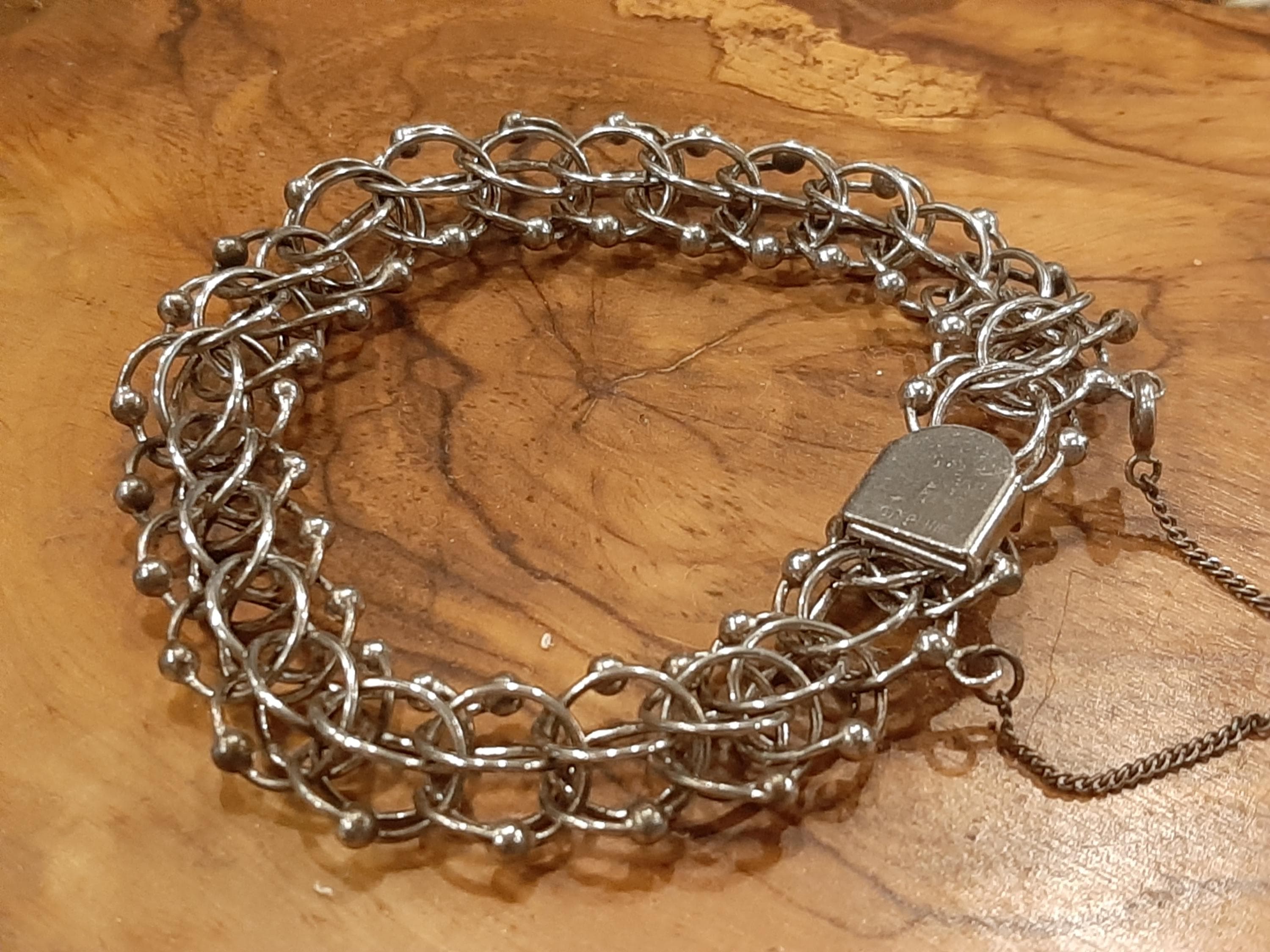 Sterling Silver 925 Multi Link Starter Chain Charm Bracelet 7.5” Vintage - image 5