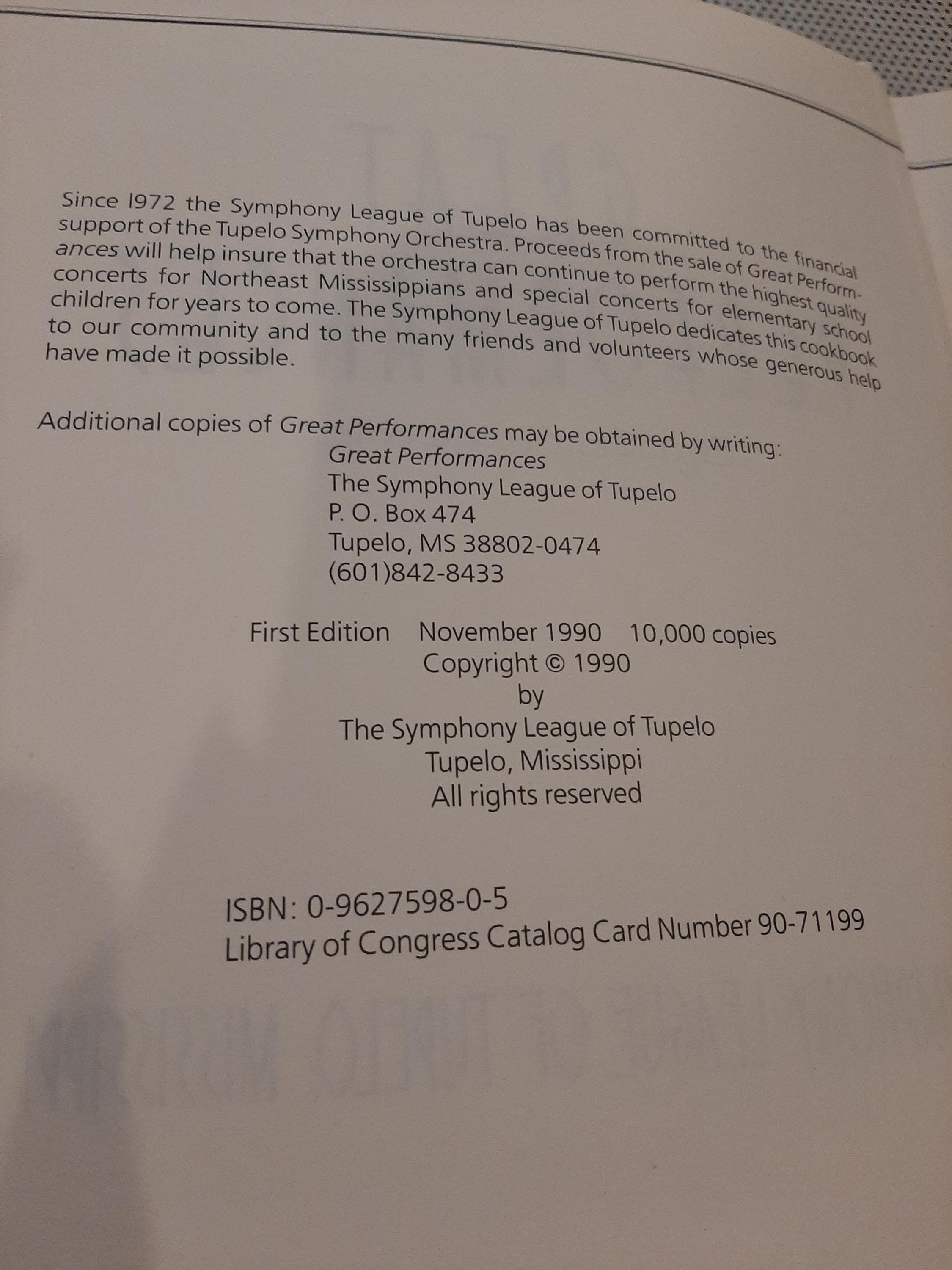Vintage 1990 Great Performances Symphony League of Tupelo Mississippi (Elvis' Birthplace) Cookbook Southern Down Home Recipes First Edition - image 5