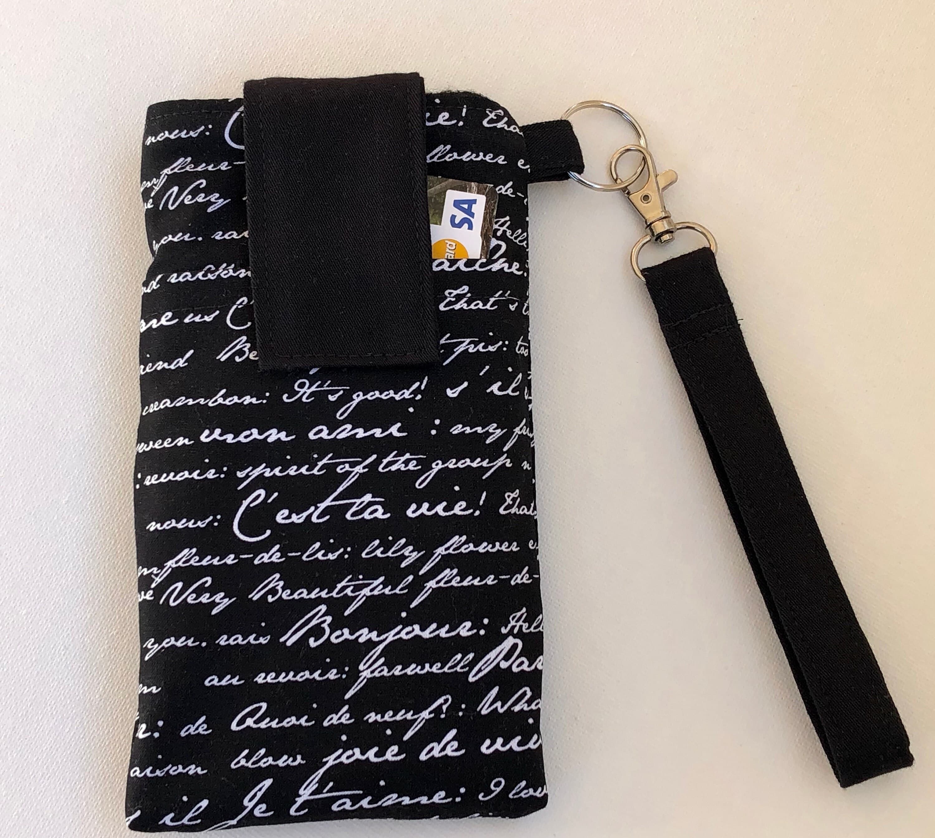 Fabric cell phone holder pouch, phone sleeve bag for iPhone 18 17 16 15 14 13 plus,Samsung Galaxy s26 s25 s24 s23 s22 ultra- Writing Print - image 3