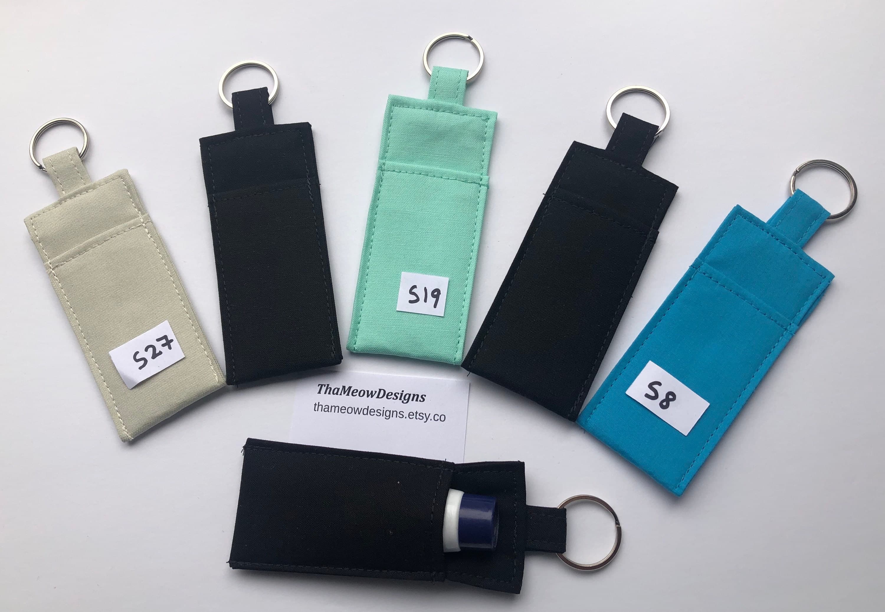 Lip Balm Keychain Holder: Chapstick Cozy Key Fob - Solid Color - image 3