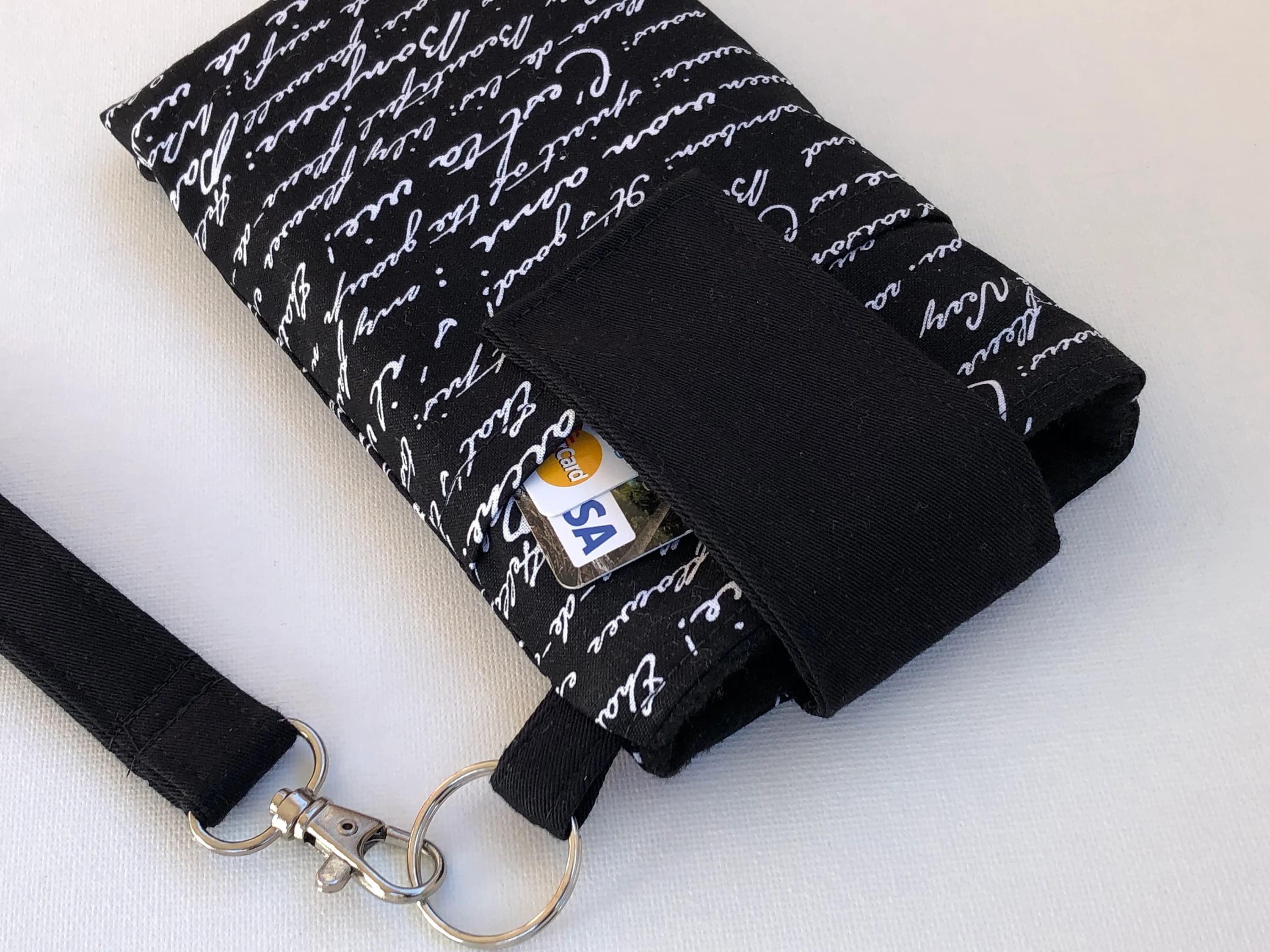 Fabric cell phone holder pouch, phone sleeve bag for iPhone 18 17 16 15 14 13 plus,Samsung Galaxy s26 s25 s24 s23 s22 ultra- Writing Print - image 4