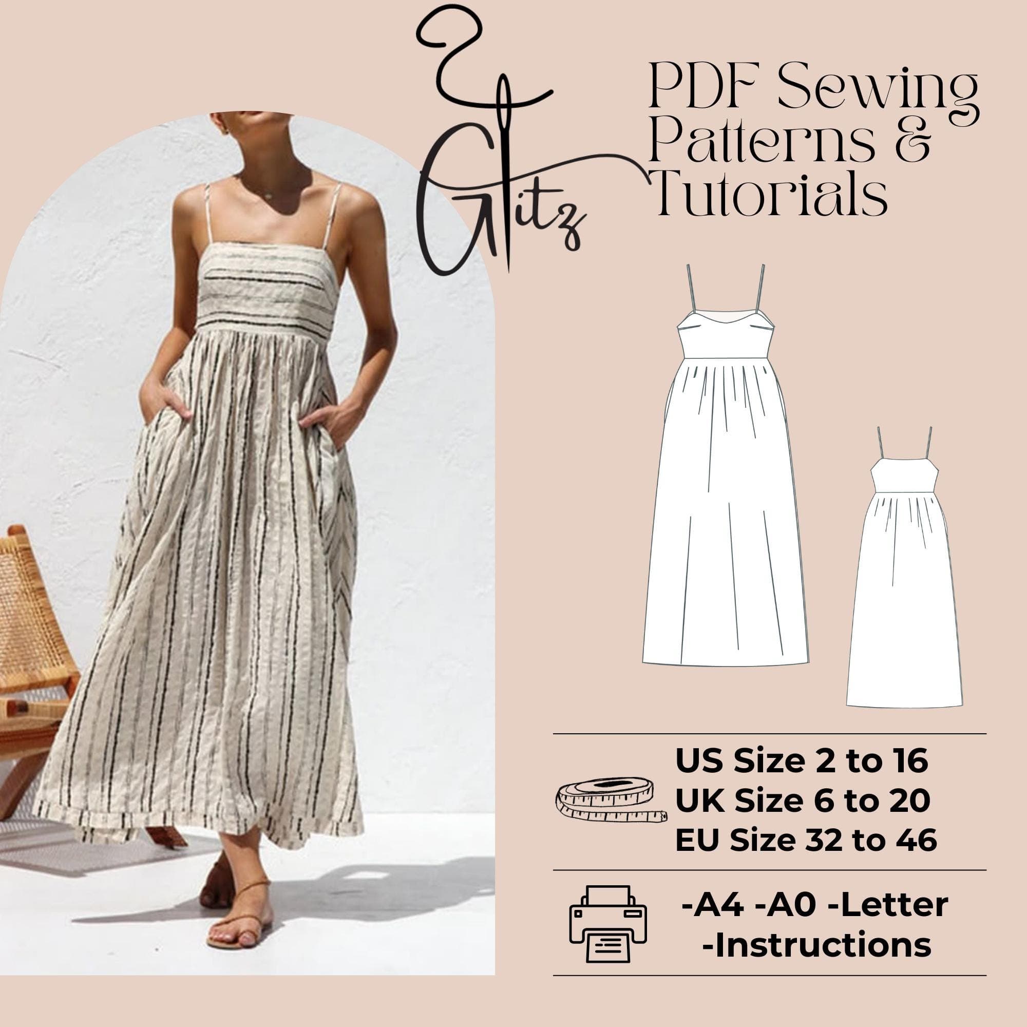 Long Linen Strap Dress Sewing Pattern (PDF Pattern)