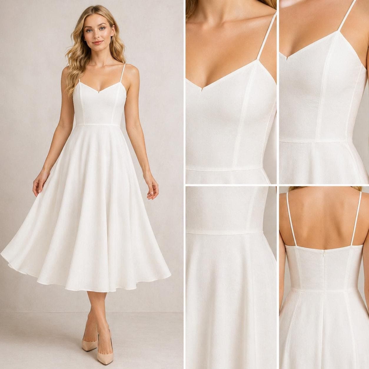 Spaghetti Strap Midi Dress Sewing Pattern PDF, Princess Seam Dress Pattern, Summer Dress Pattern, Flowy A Line Dress, Bridal Gown - image 3