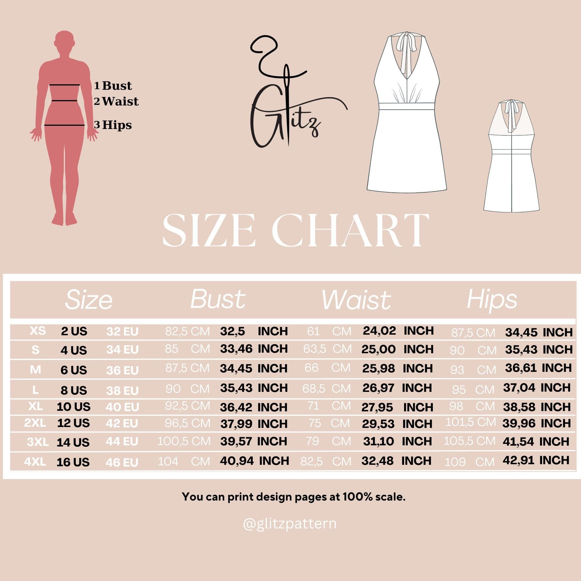 Halter Mini Dress Sewing Pattern PDF, V Neck Dress Pattern, Pleated Waist Dress, Open Back Dress Pattern, Summer Party Dress XS-5XL - image 5