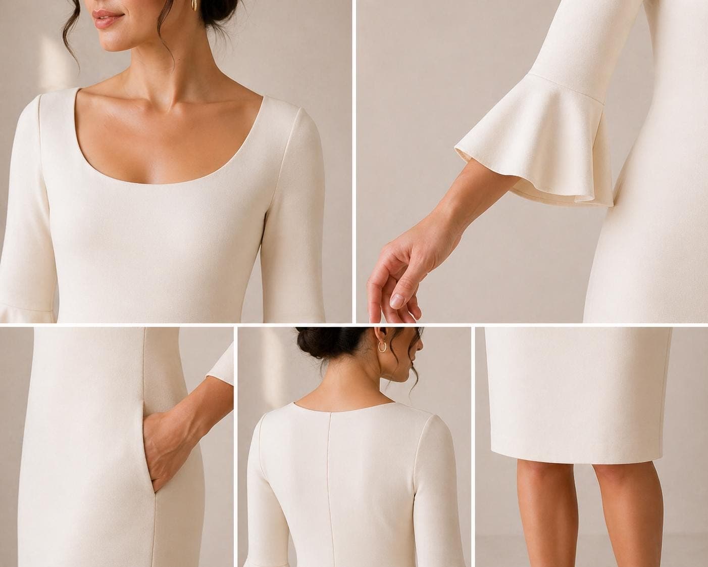 Knee Length Dress Sewing Pattern PDF, Scoop Neck Dress Pattern, Bell Sleeve Dress, Fitted Dress Pattern, Women Dress PDF - image 3