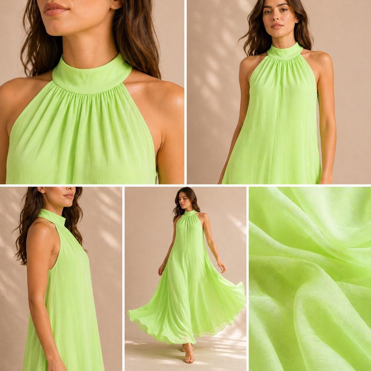Halter Neck Maxi Dress Sewing Pattern PDF, Flowy Summer Dress Pattern, Ruched Neck Dress, Vacation Dress XS-5XL - image 3