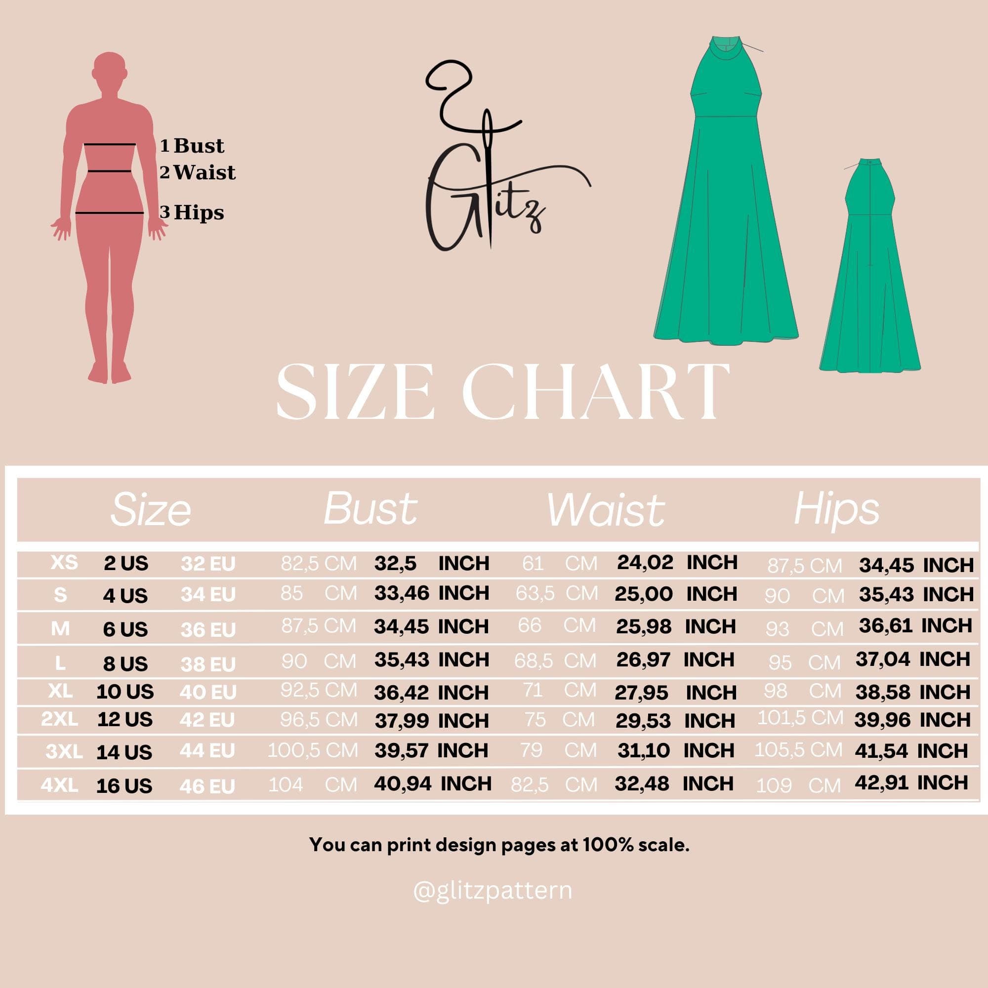 Halter Neck Dress Sewing Pattern PDF, Elegant Tea Length Dress Pattern, Satin Flare Dress, Wedding Guest Dress Pattern, Circle Skirt XS-5XL - image 5