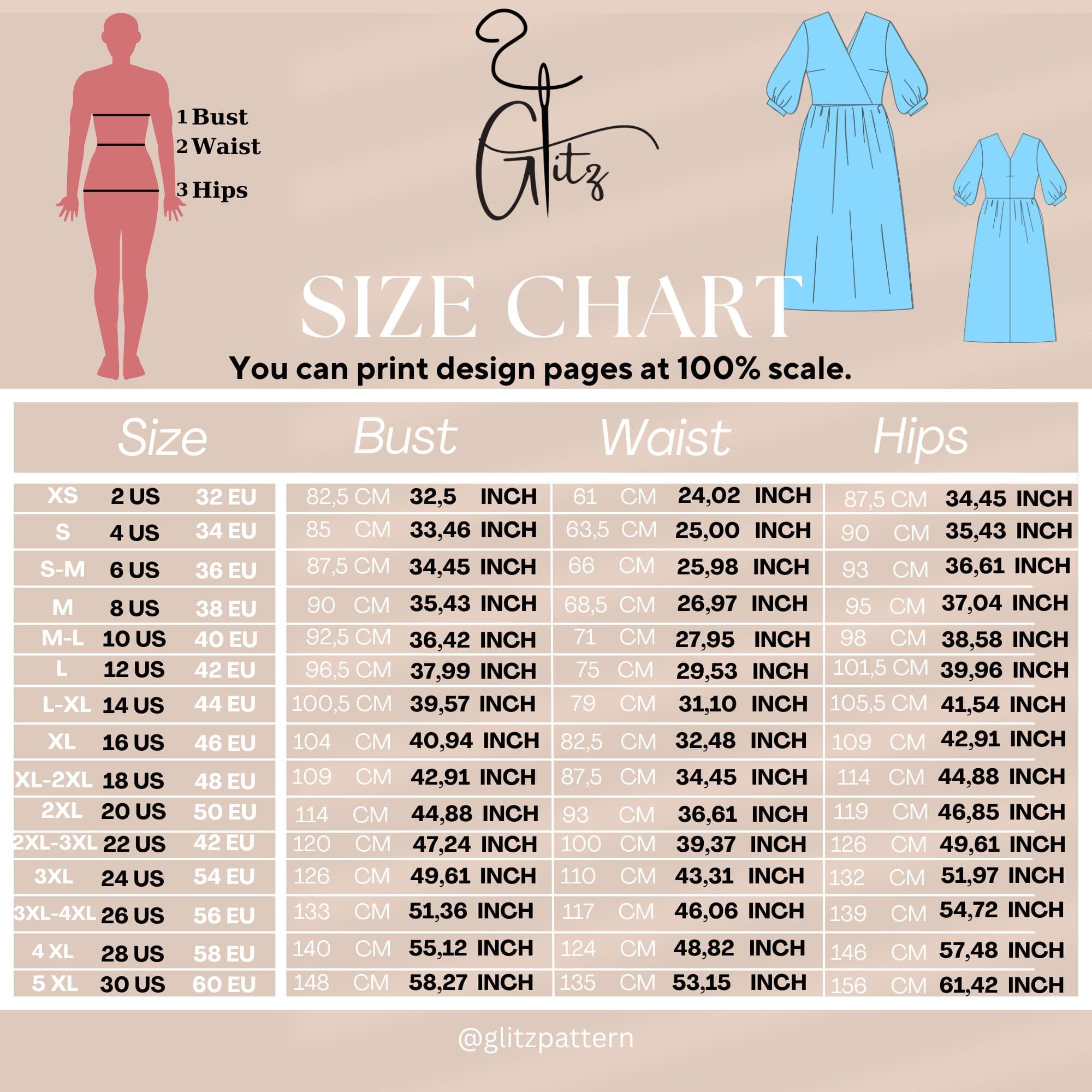 Wrap Midi Dress Sewing Pattern PDF, Bishop Sleeve Dress Pattern, Surplice Neck Dress, Women Dress Pattern, A4 A0 Letter, US 2–16 - image 5